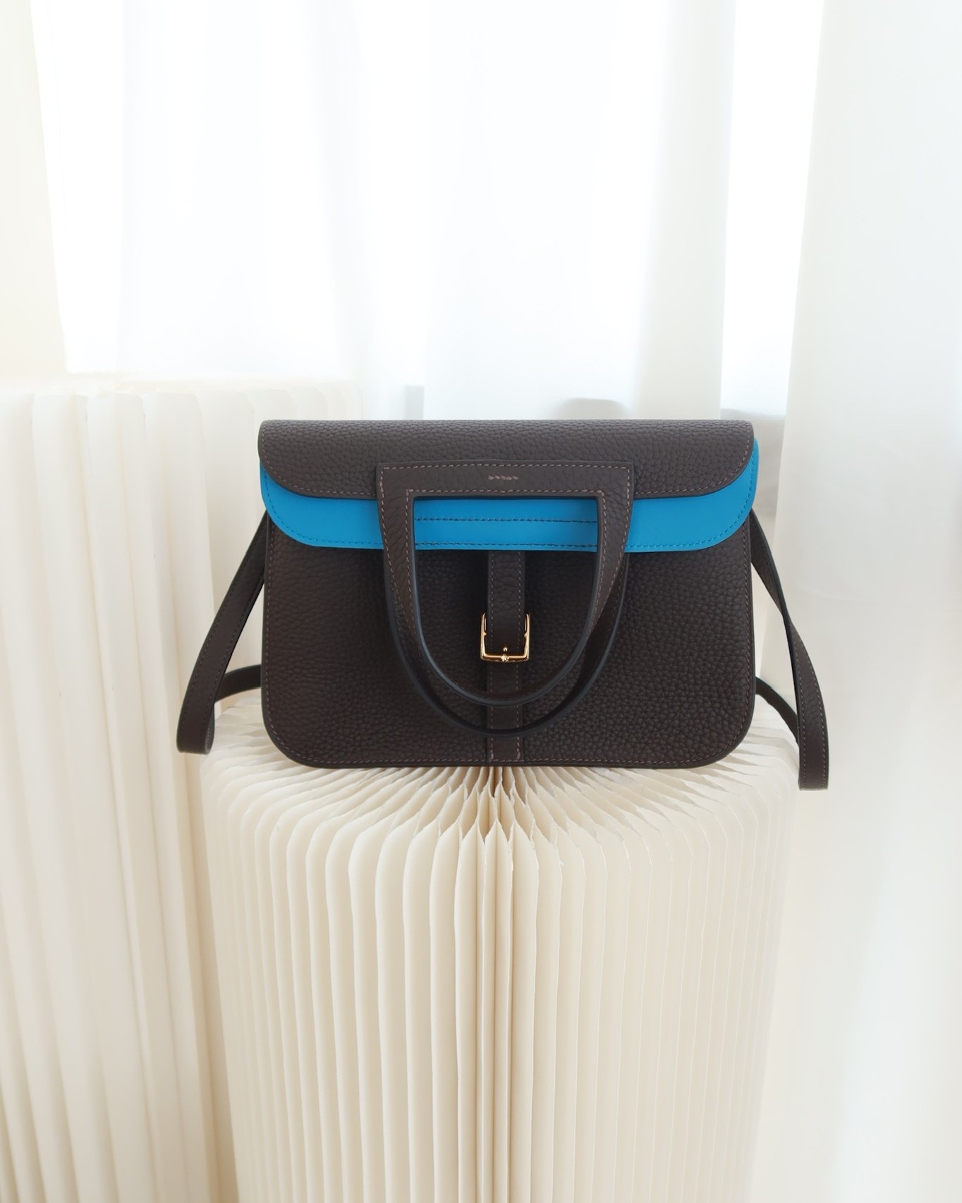 Hermès Halzan 25 Macassar 3S/ Bleu Zanzibar B3 Clemence