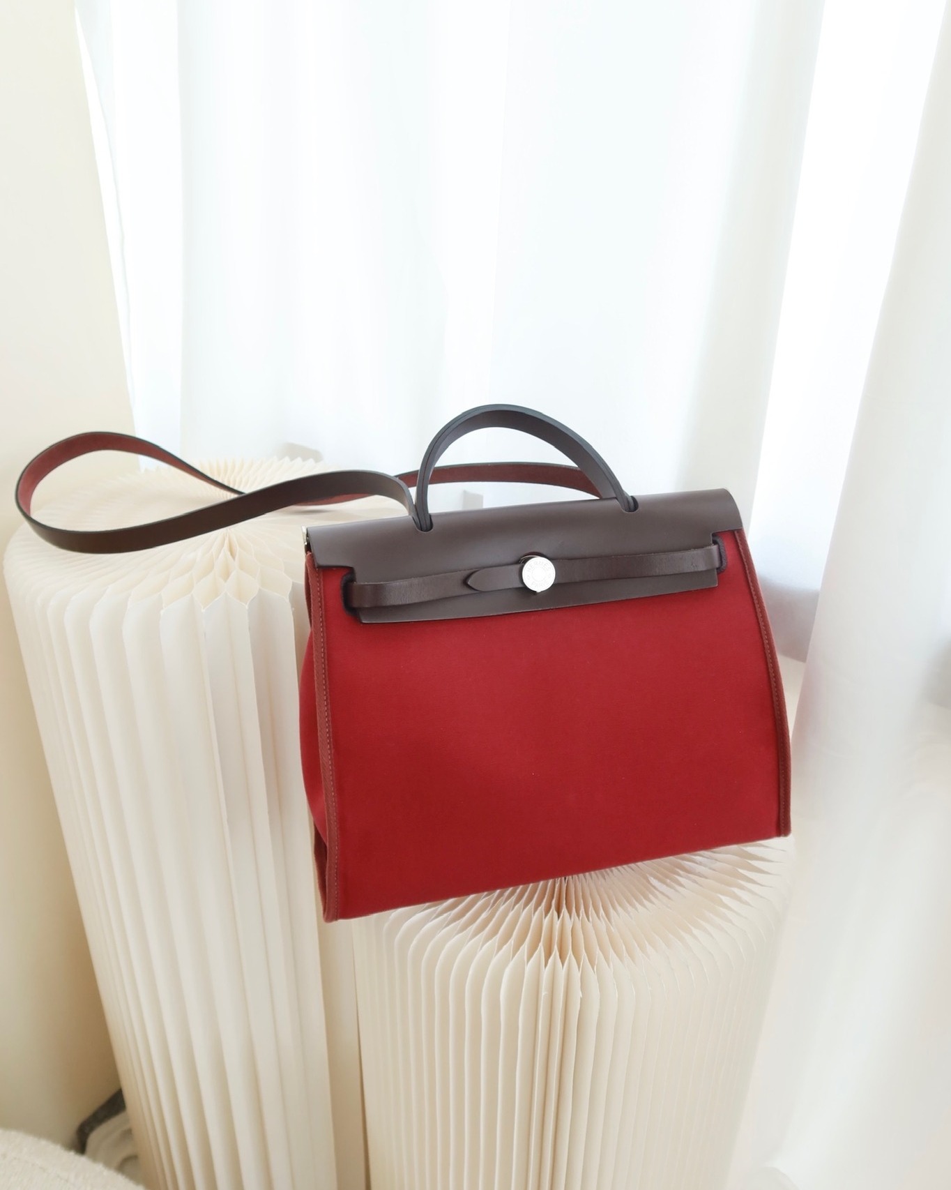 Hermès Herbag Zip 31 Retourne Rose Bubblegum L4/ Rubis B5 Canvas Palladium Hardware