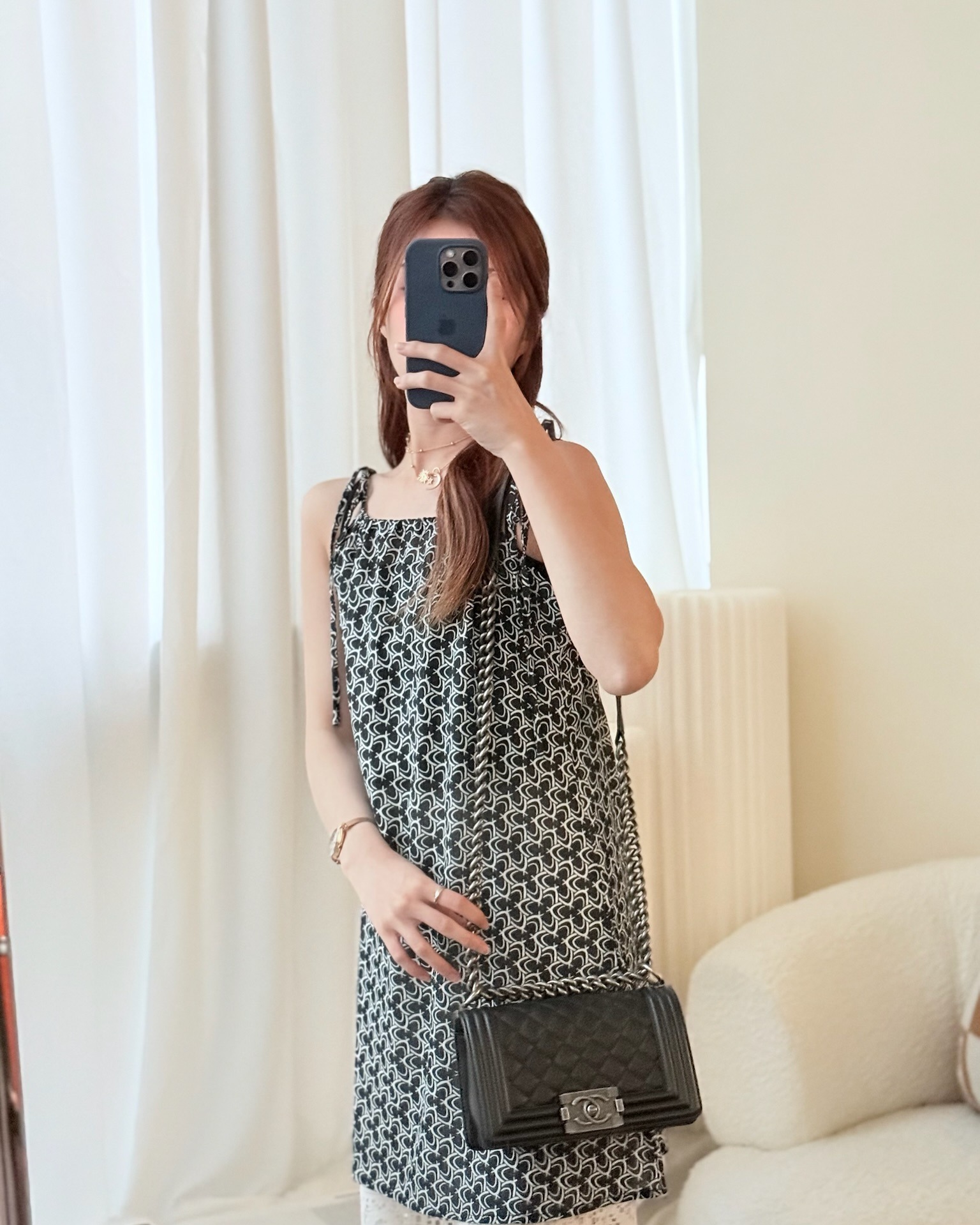 Chanel Small Boy Black Calfskin Ruthenium Hardware