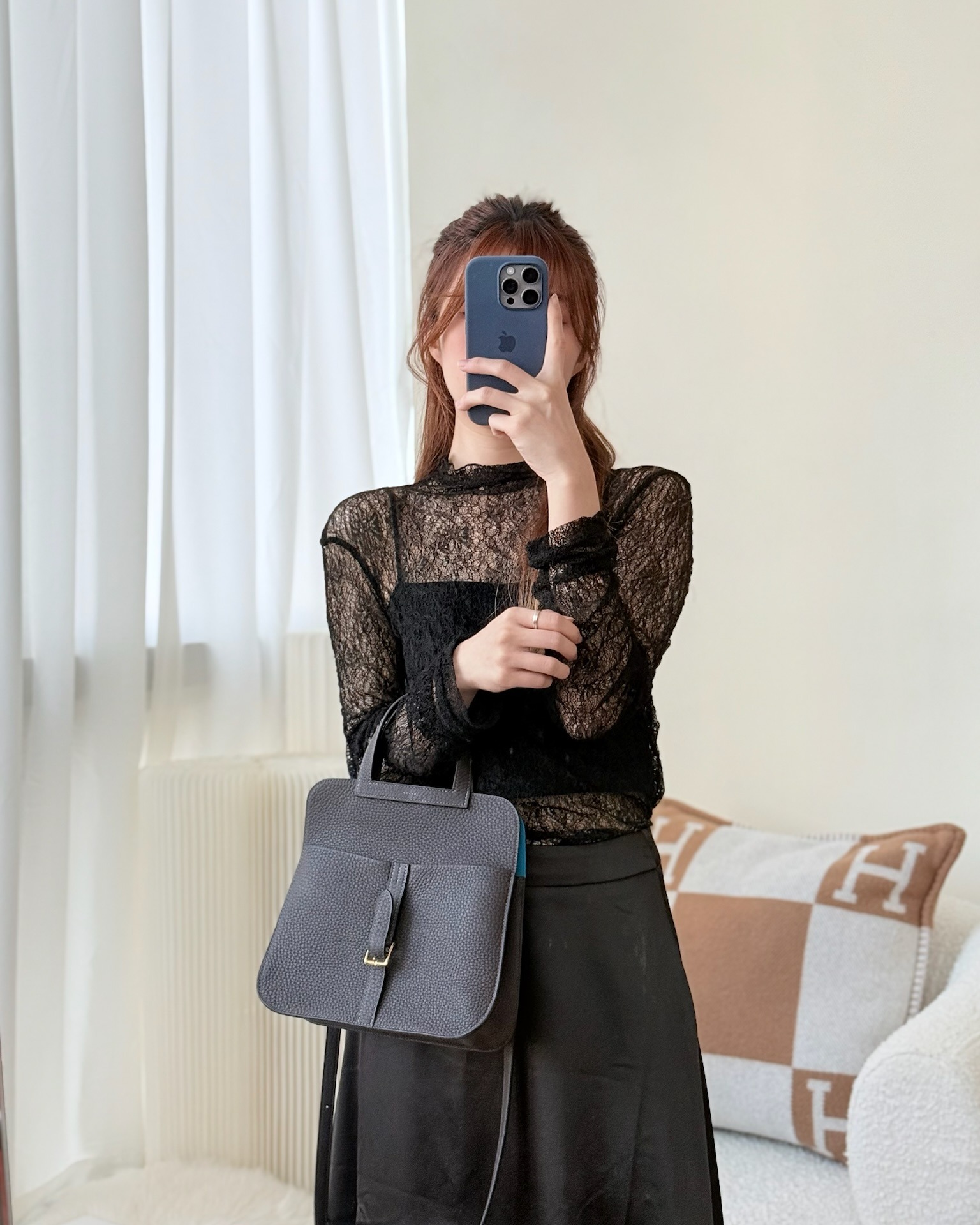 Hermès Halzan 25 Macassar 3S/ Bleu Zanzibar B3 Clemence