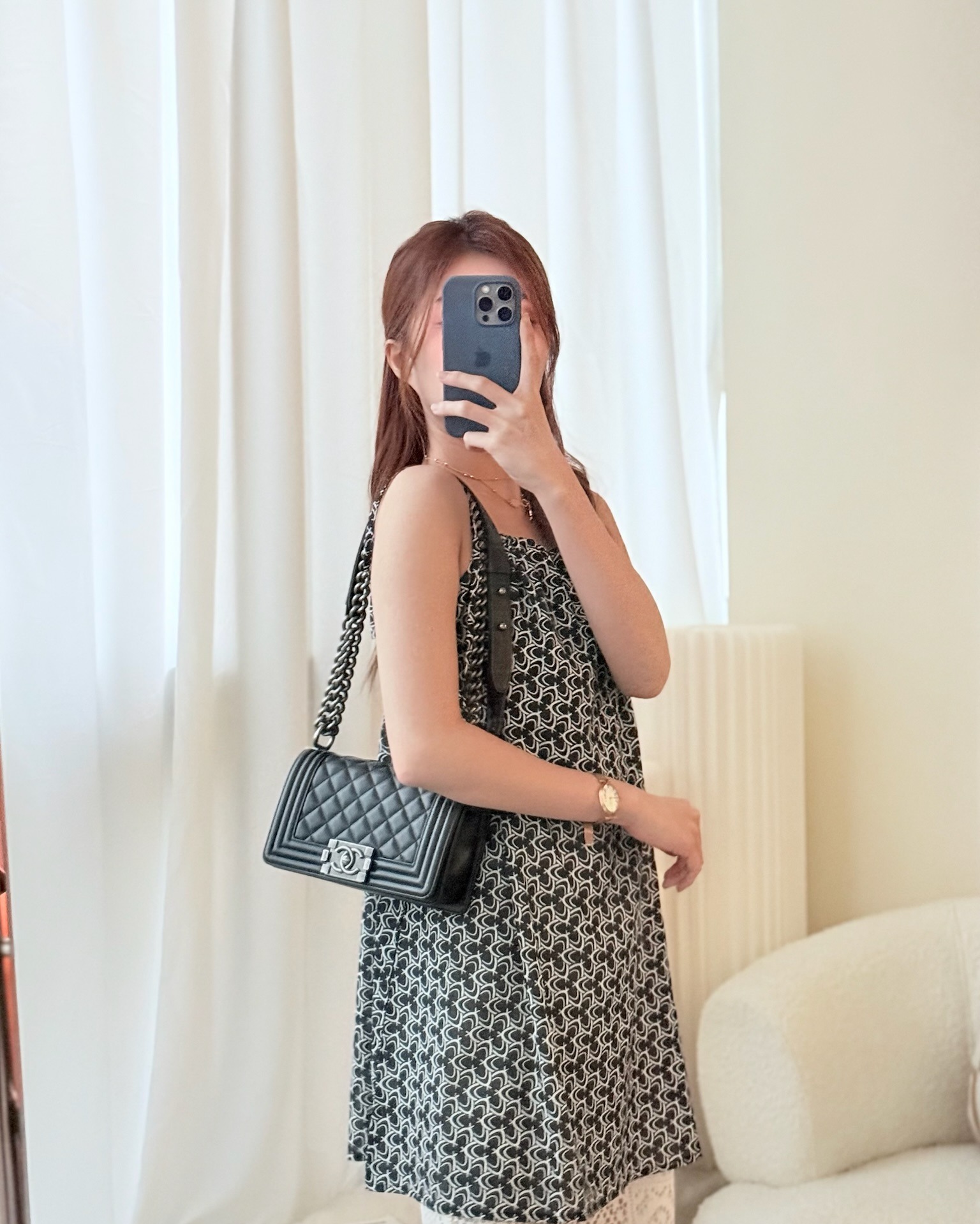 Chanel Small Boy Black Calfskin Ruthenium Hardware