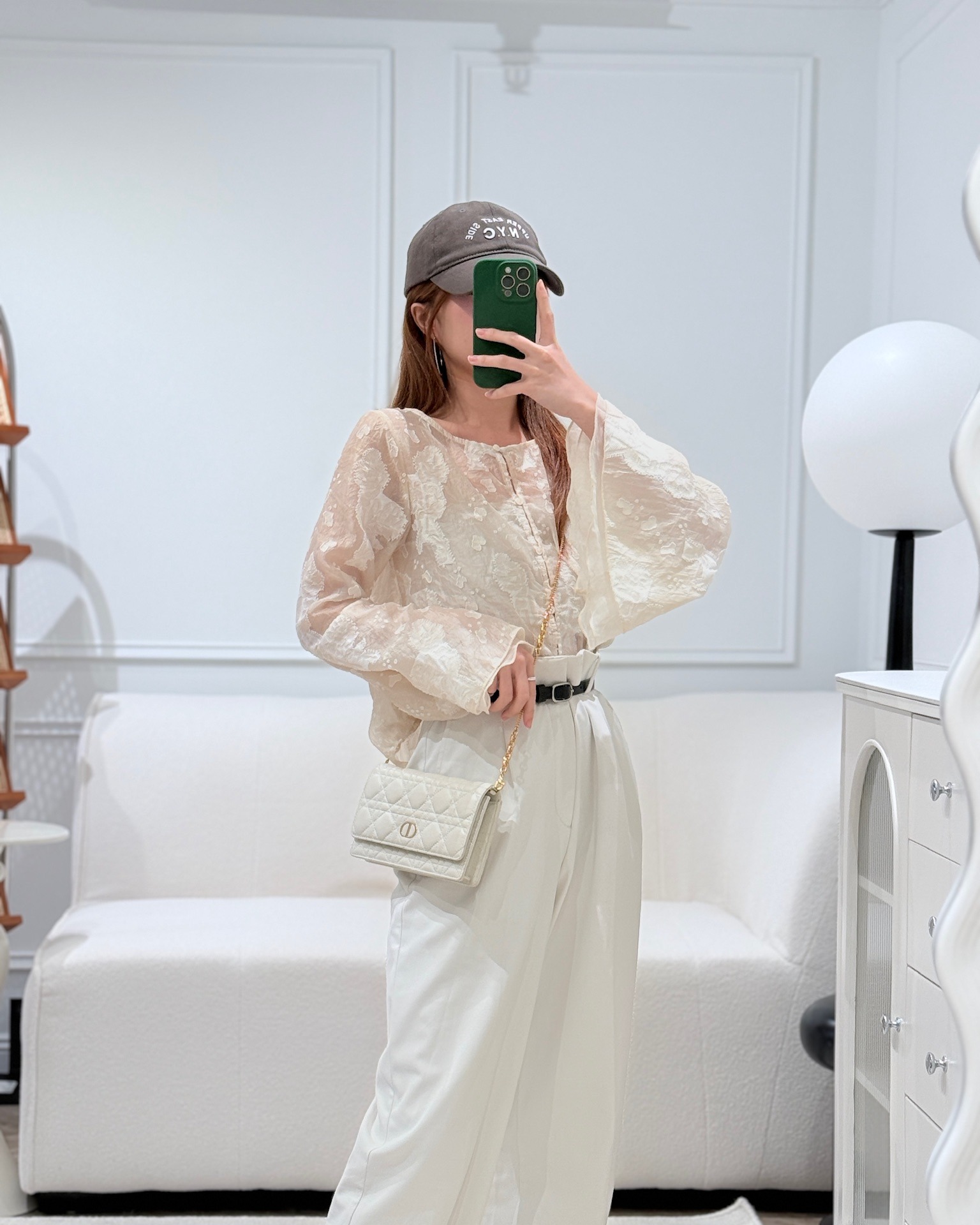 Dior Caro Pouch With Chain Latte Supple Cannage Calfskin