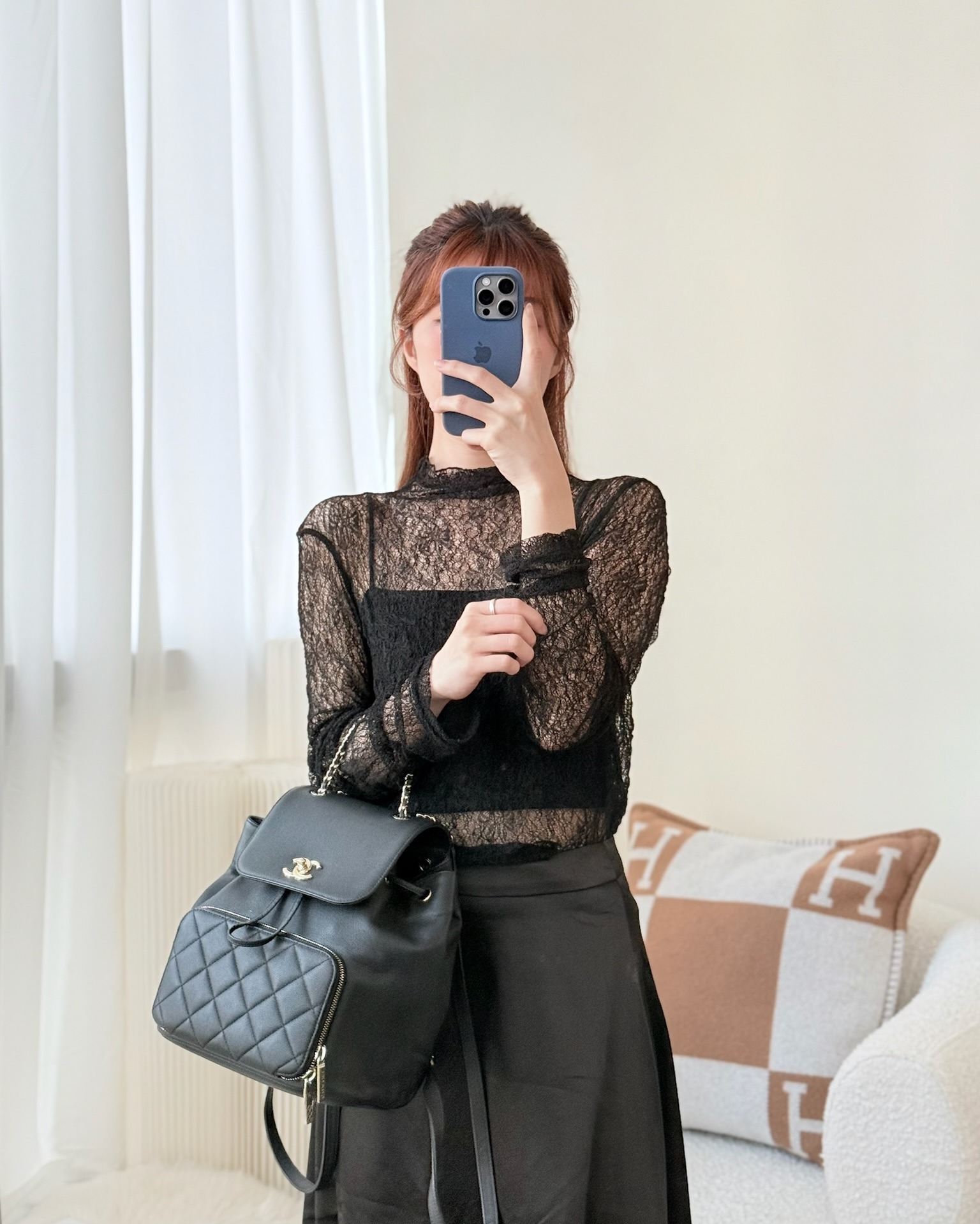 Chanel Quilted Business Affinity Backpack Black Caviar