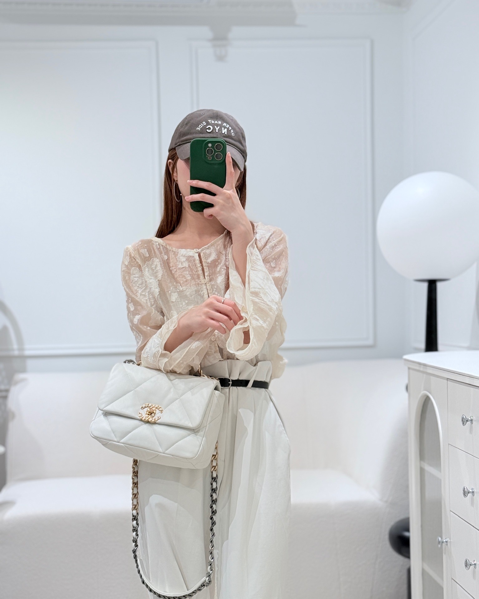 Chanel 19 Small White Mixed Hardware