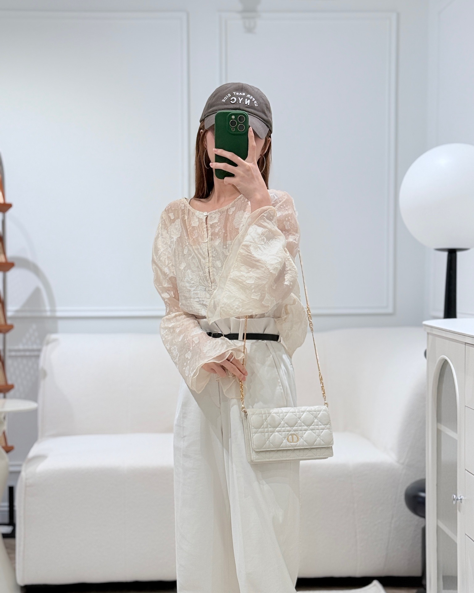 Dior Caro Pouch With Chain Latte Supple Cannage Calfskin