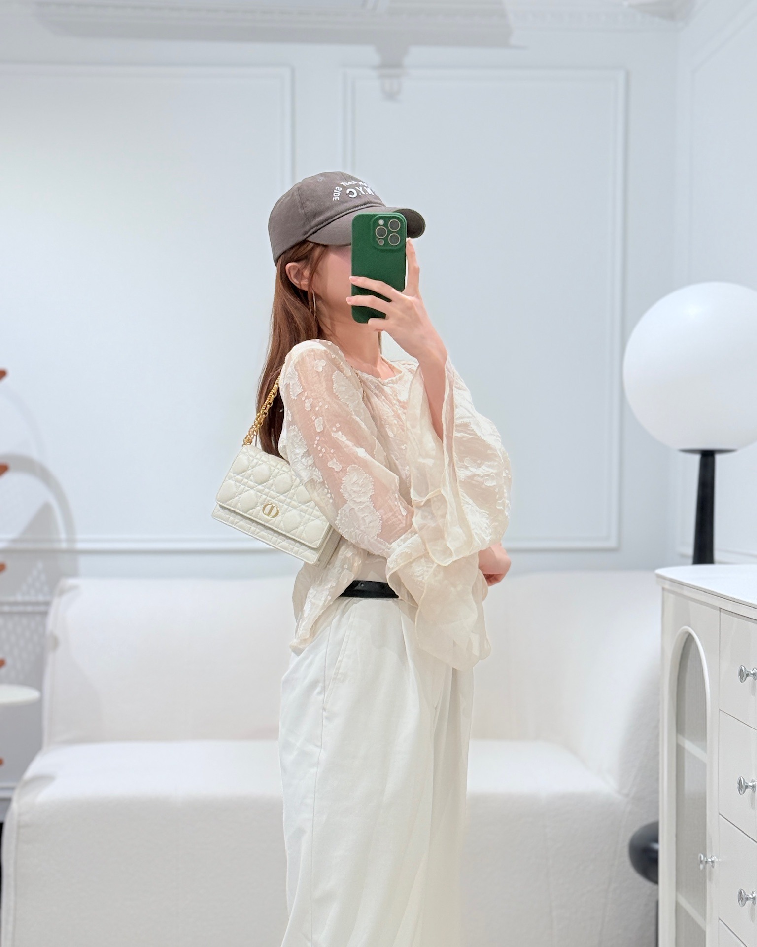 Dior Caro Pouch With Chain Latte Supple Cannage Calfskin