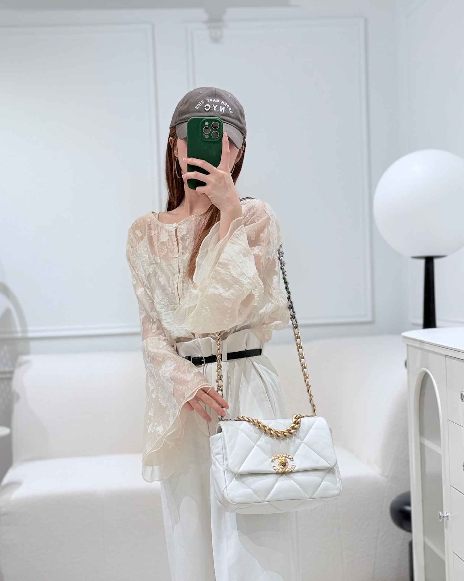 Chanel 19 Small White Mixed Hardware