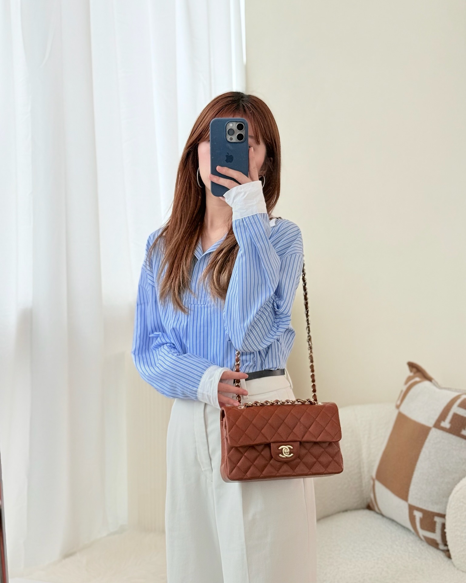 Chanel Small S/M Classic Flap Quilted Brown Caviar