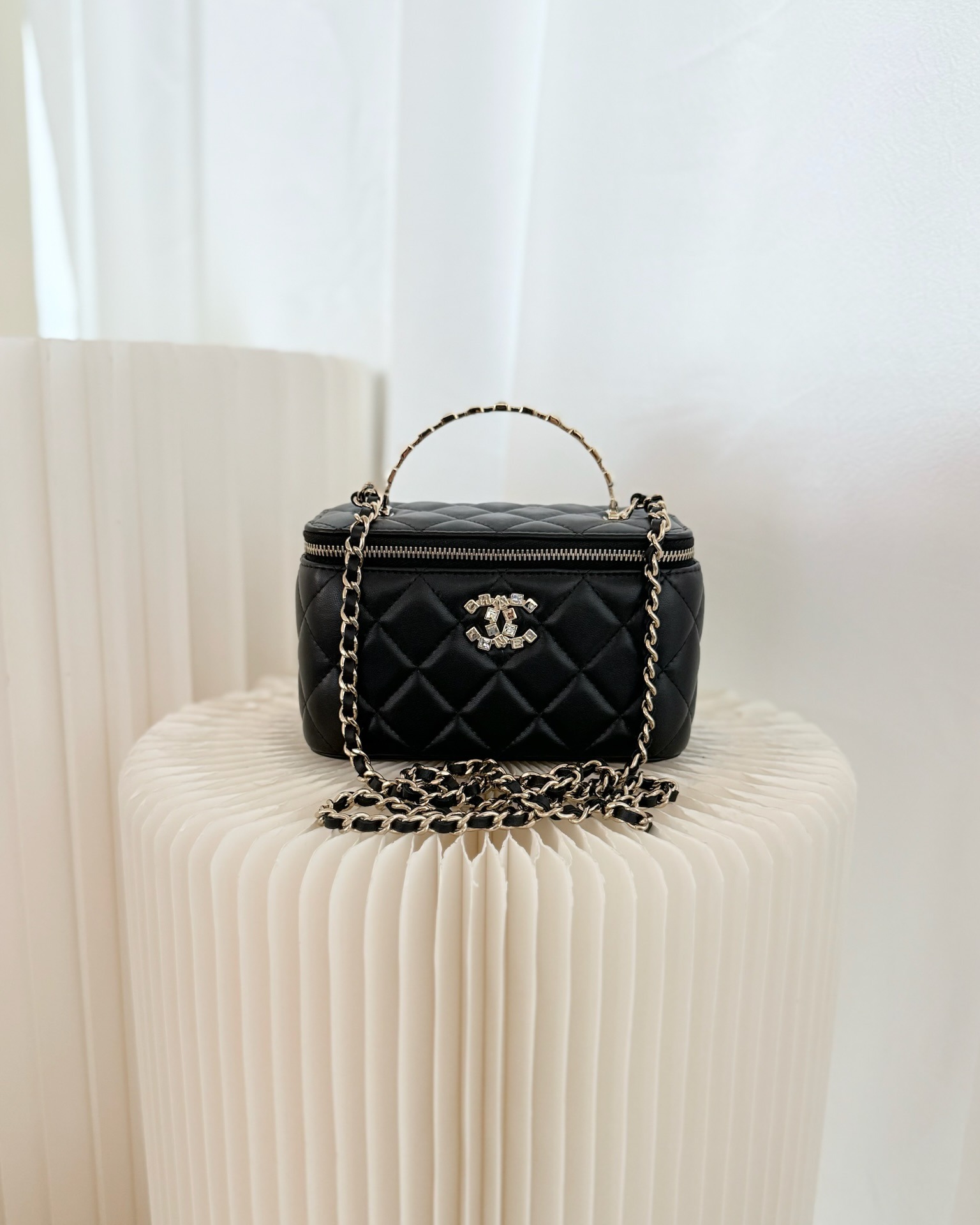 Chanel Vanity Rectangular Top Handle Black Lambskin