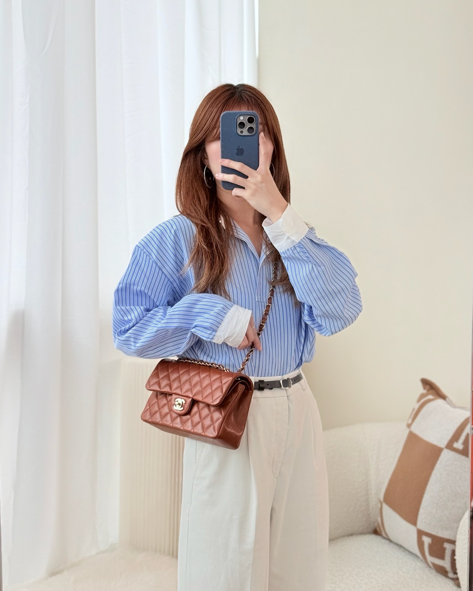 Chanel Small S/M Classic Flap Quilted Brown Caviar