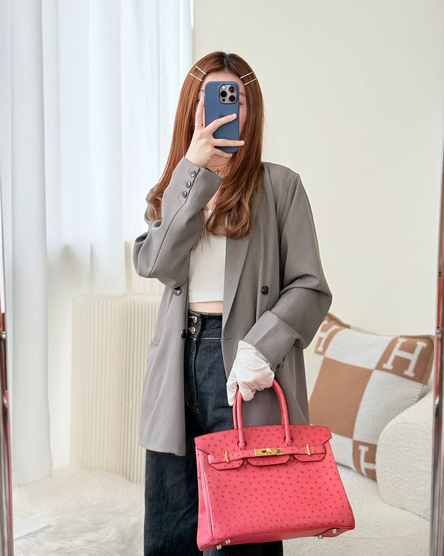 Hermès Birkin Retourne 30 Bougainvillea Ostrich