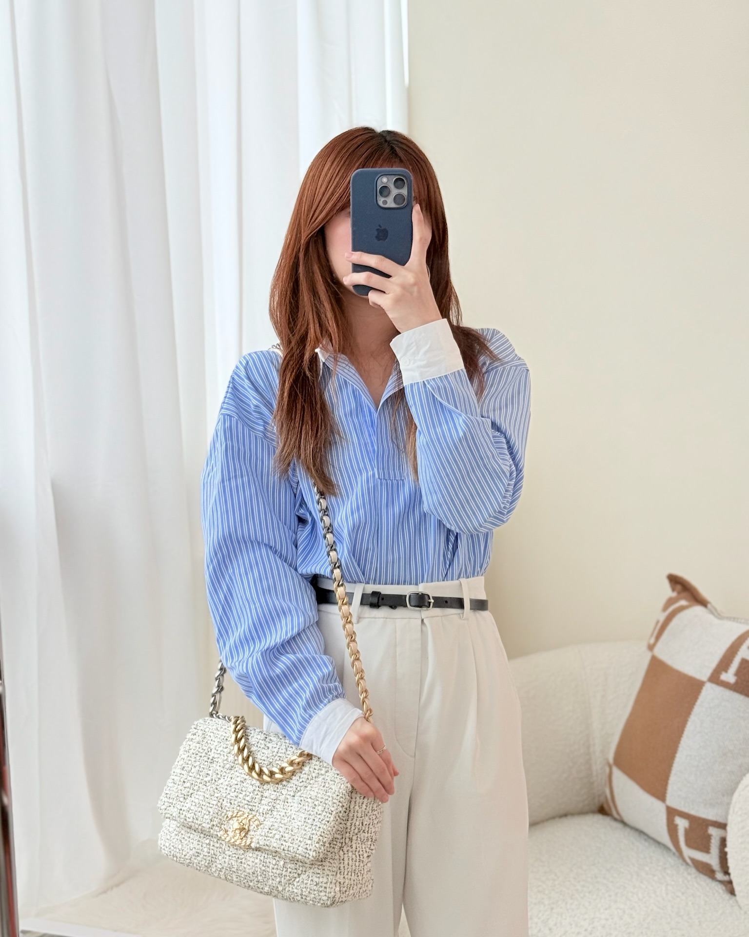 Chanel 19 Small Tweed Oreo Cream Mixed Hardware