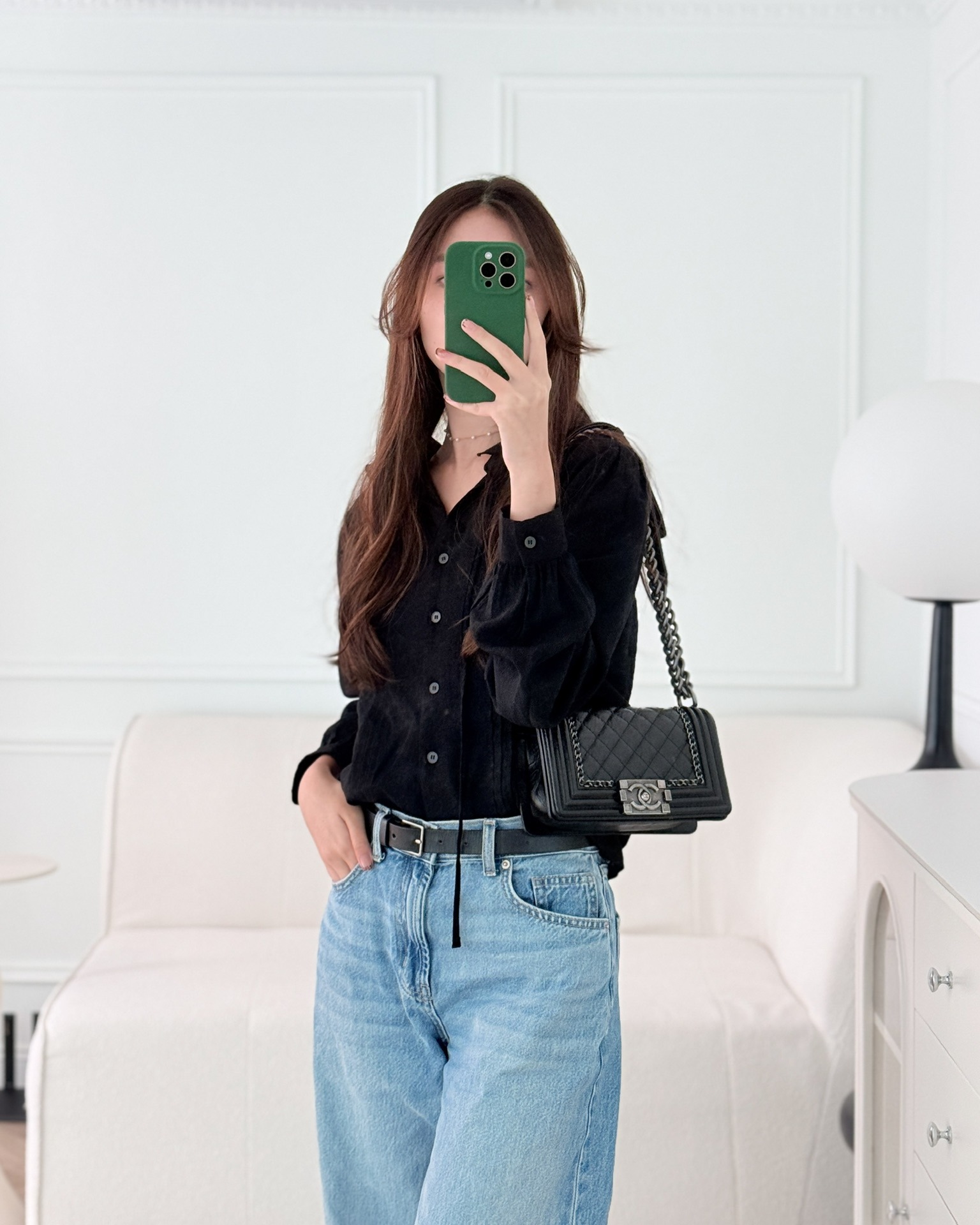 Chanel Small Chain Around Boy Quilted Black Aged Ruthenium Hardware Calfskin