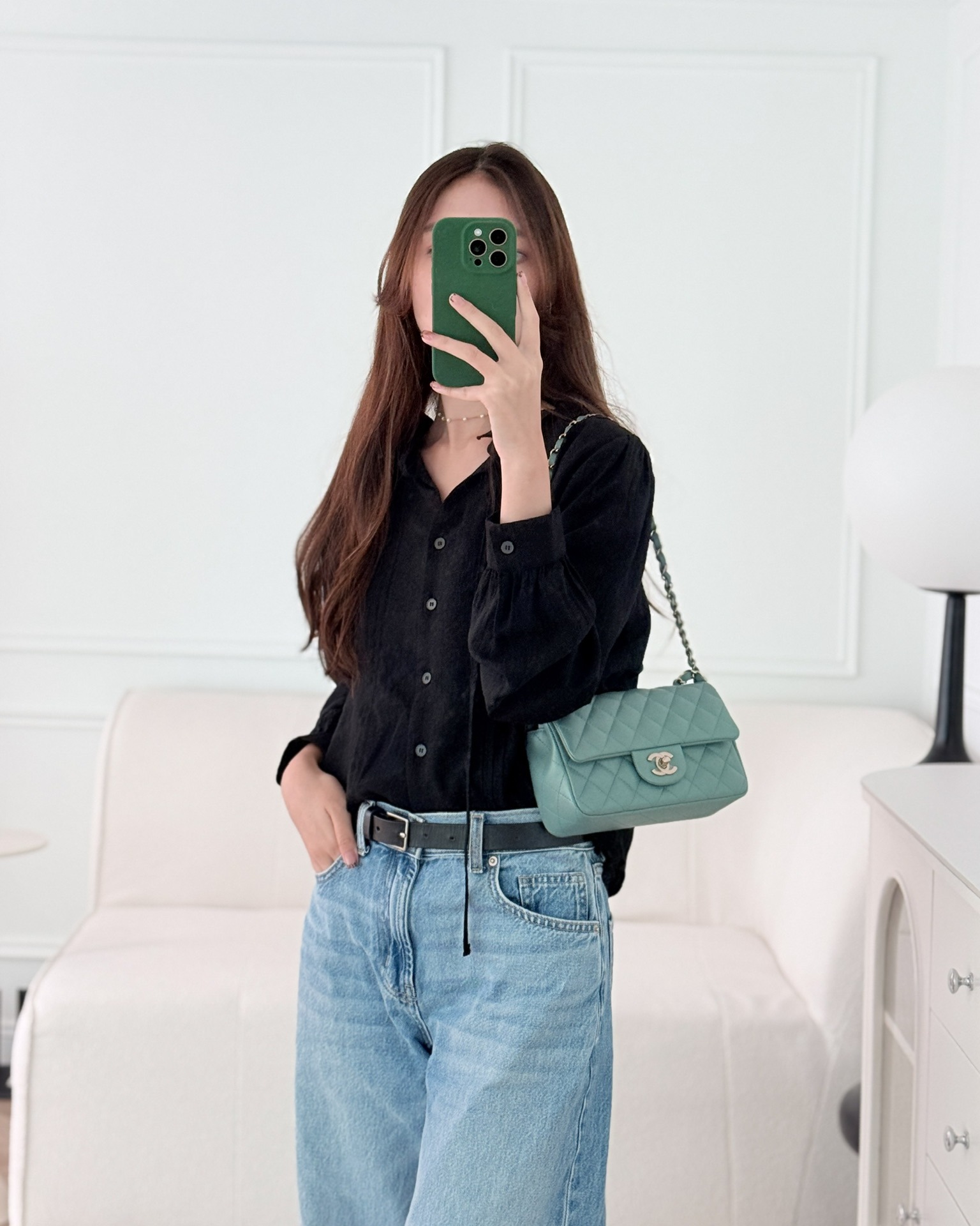 Chanel Quilted Mini Rectangular Flap Turquoise Blue Lambskin