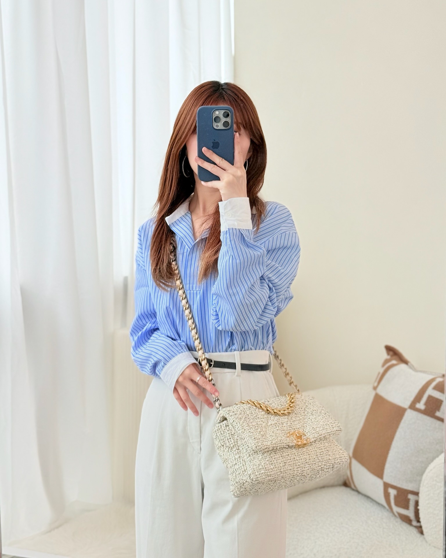 Chanel 19 Small Tweed Oreo Cream Mixed Hardware