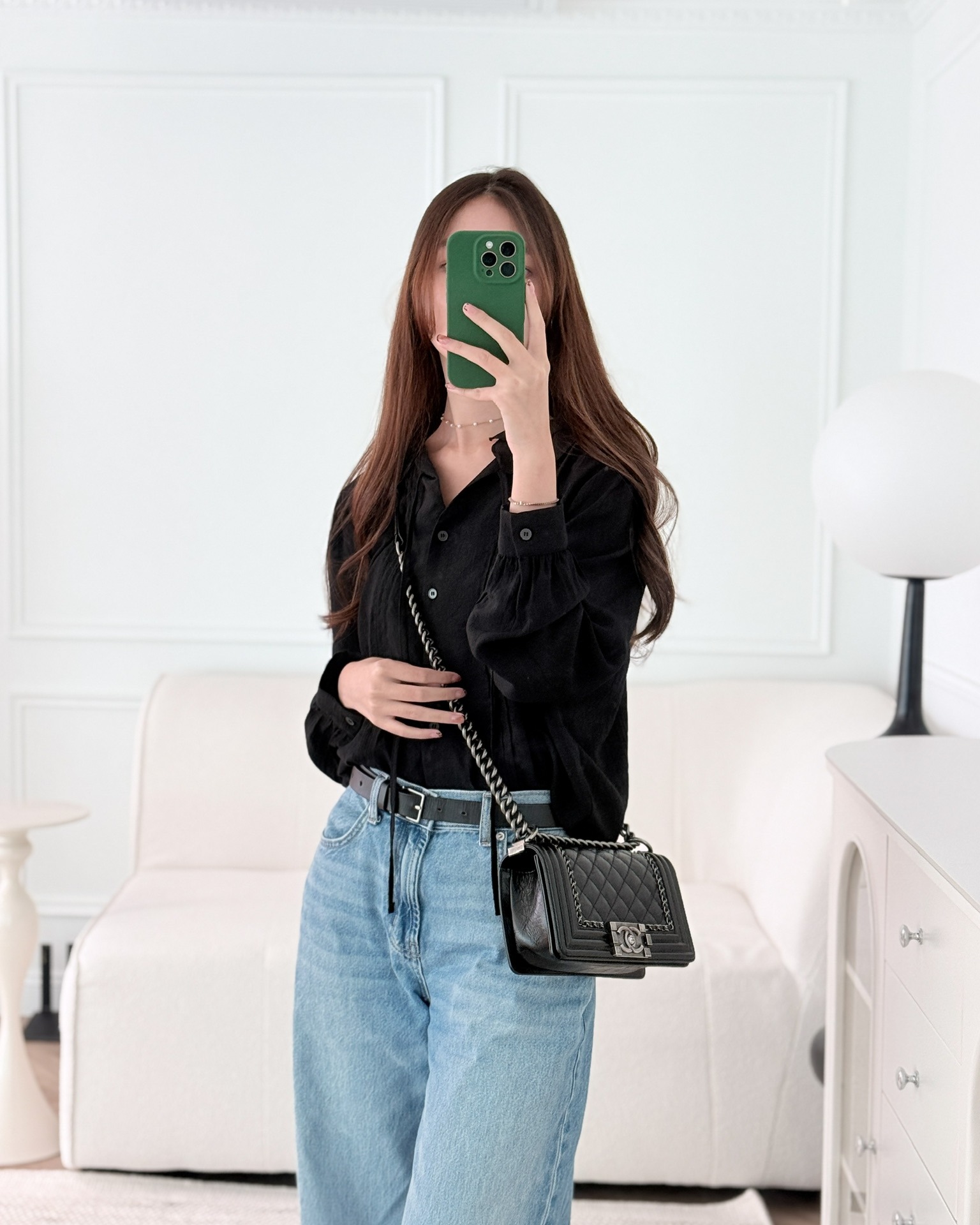 Chanel Small Chain Around Boy Quilted Black Aged Ruthenium Hardware Calfskin