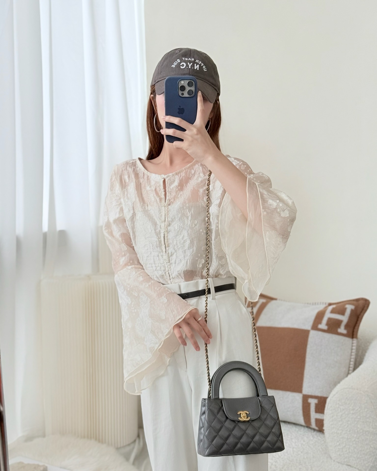 Chanel Kelly Bag Quilted Grey Shiny Calfskin Aged