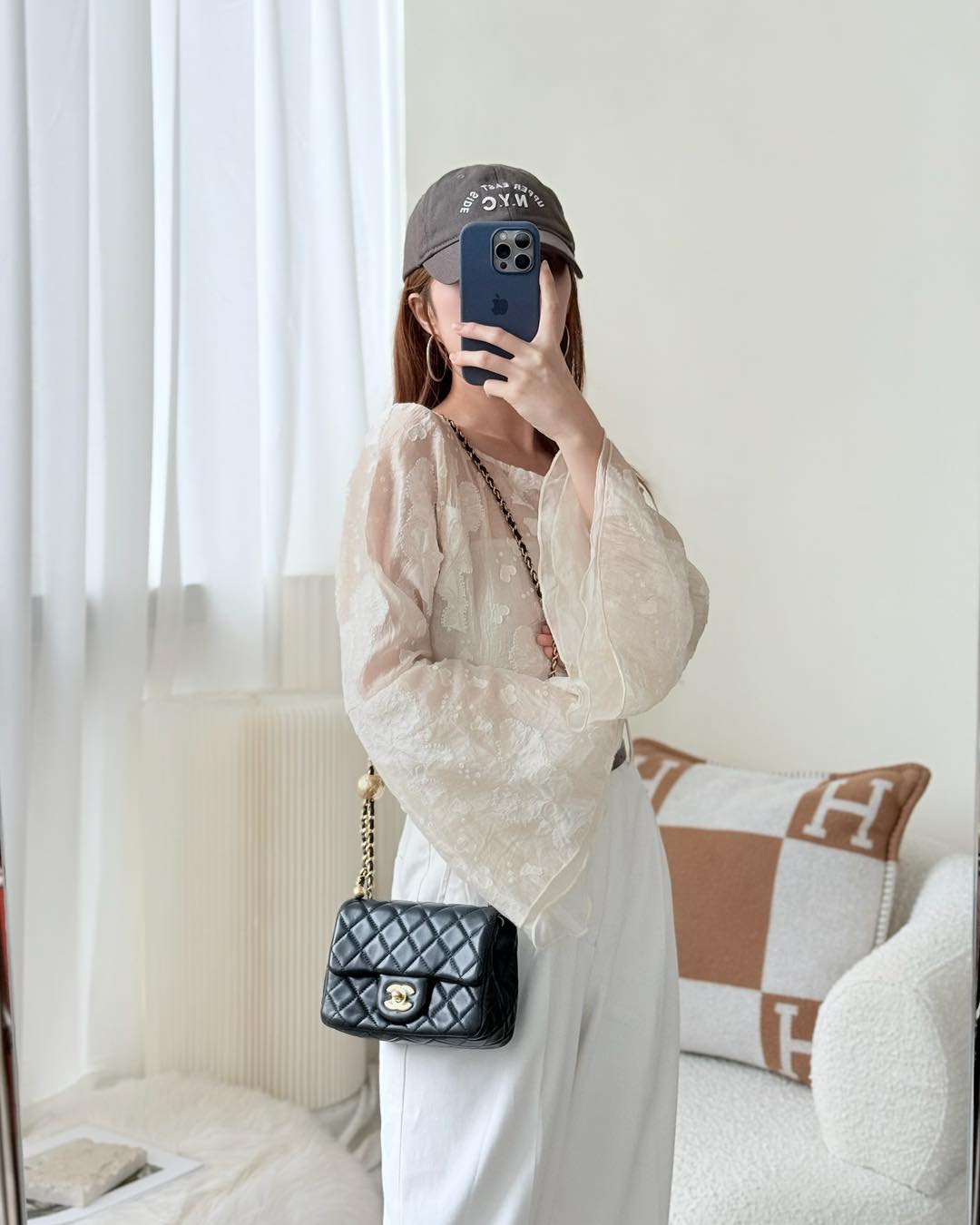 Chanel Pearl Crush Mini Square Quilted Black Lambskin Aged