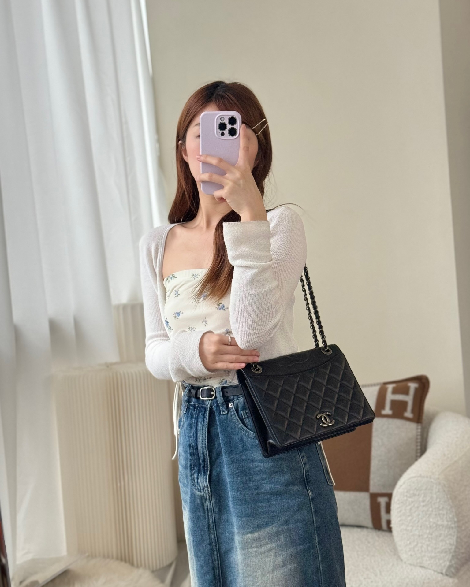 Chanel Quilted Ballerina Small Flap Bag Black Lambskin Ruthenium Hardware