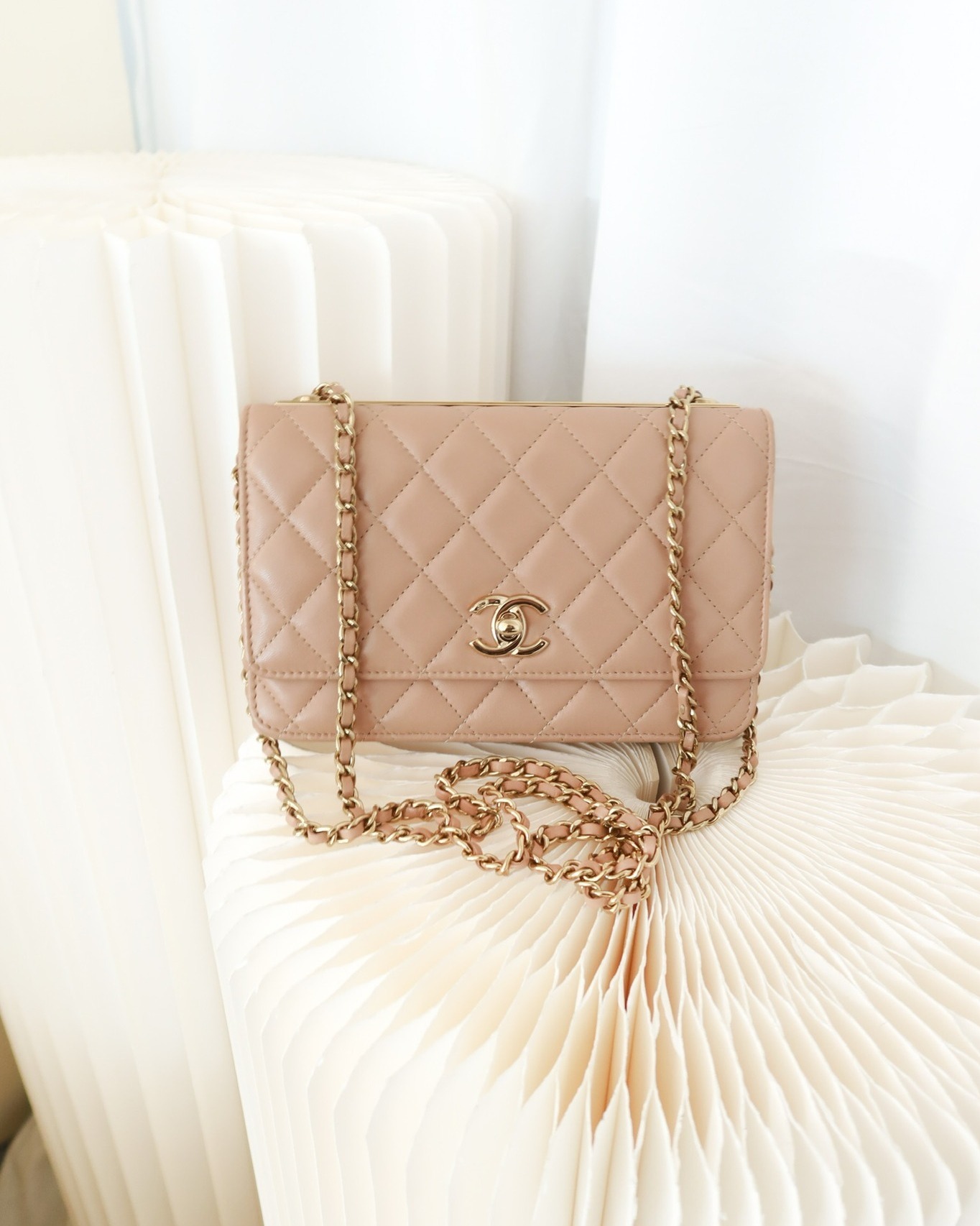 Chanel Trendy CC WOC Quilted Beige Lambskin