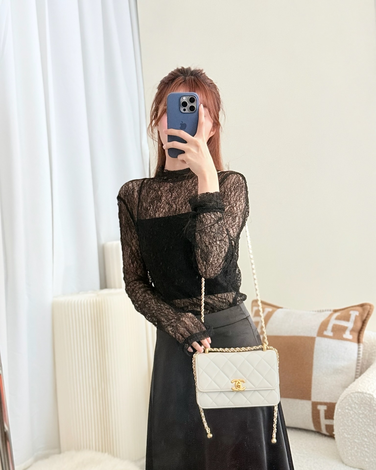 Chanel Quilted Mini Perfect Fit Adjustable White Calfskin 24C