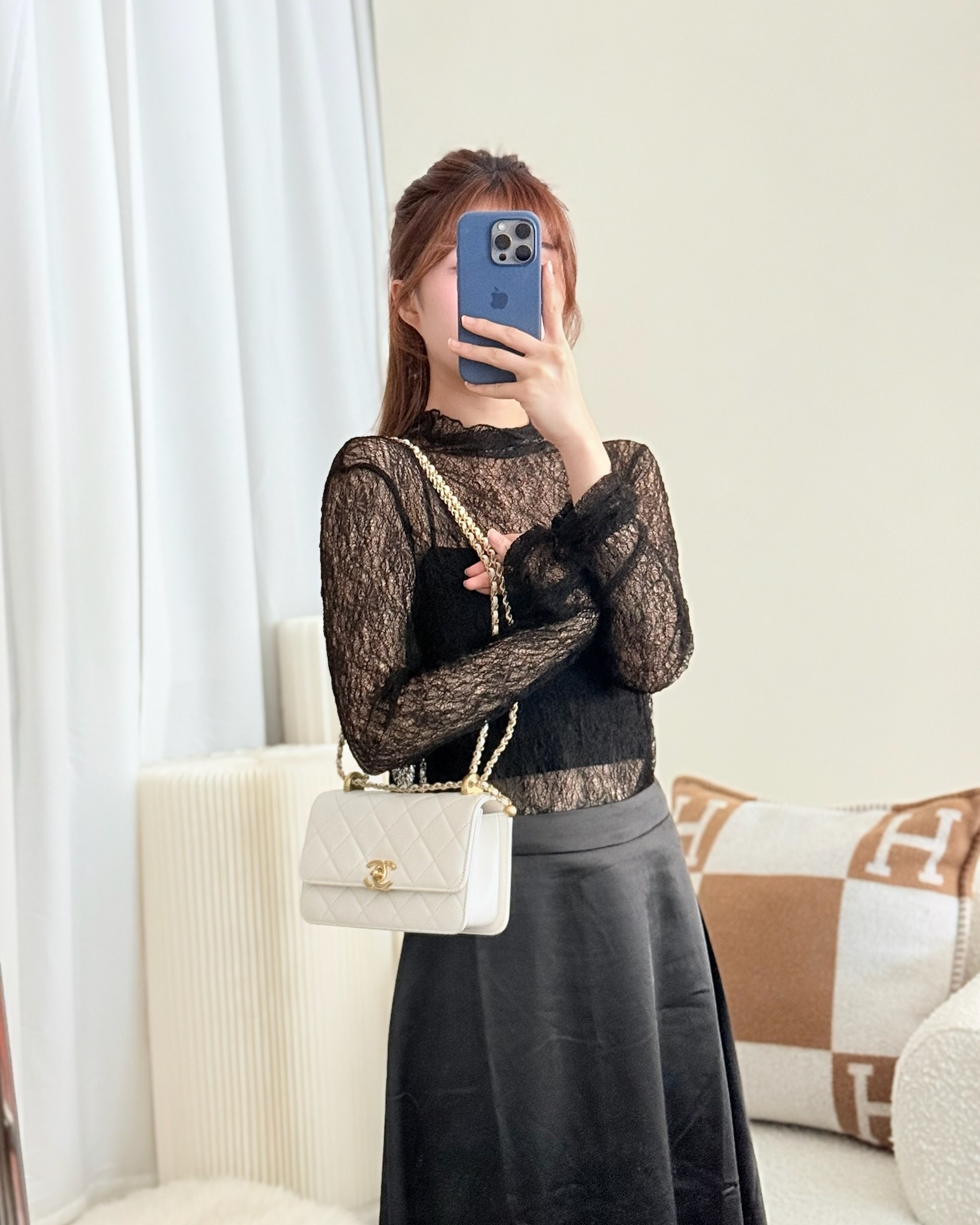 Chanel Quilted Mini Perfect Fit Adjustable White Calfskin 24C