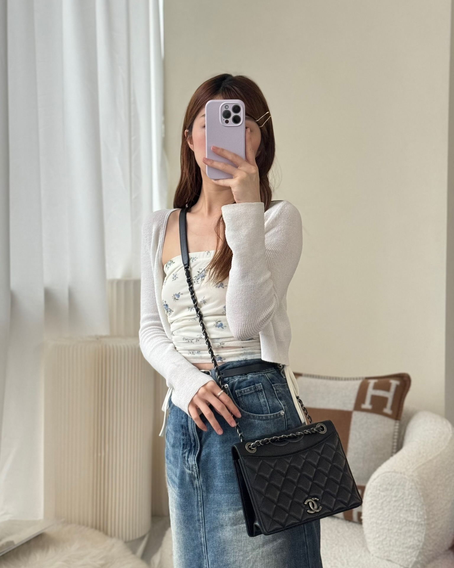 Chanel Quilted Ballerina Small Flap Bag Black Lambskin Ruthenium Hardware