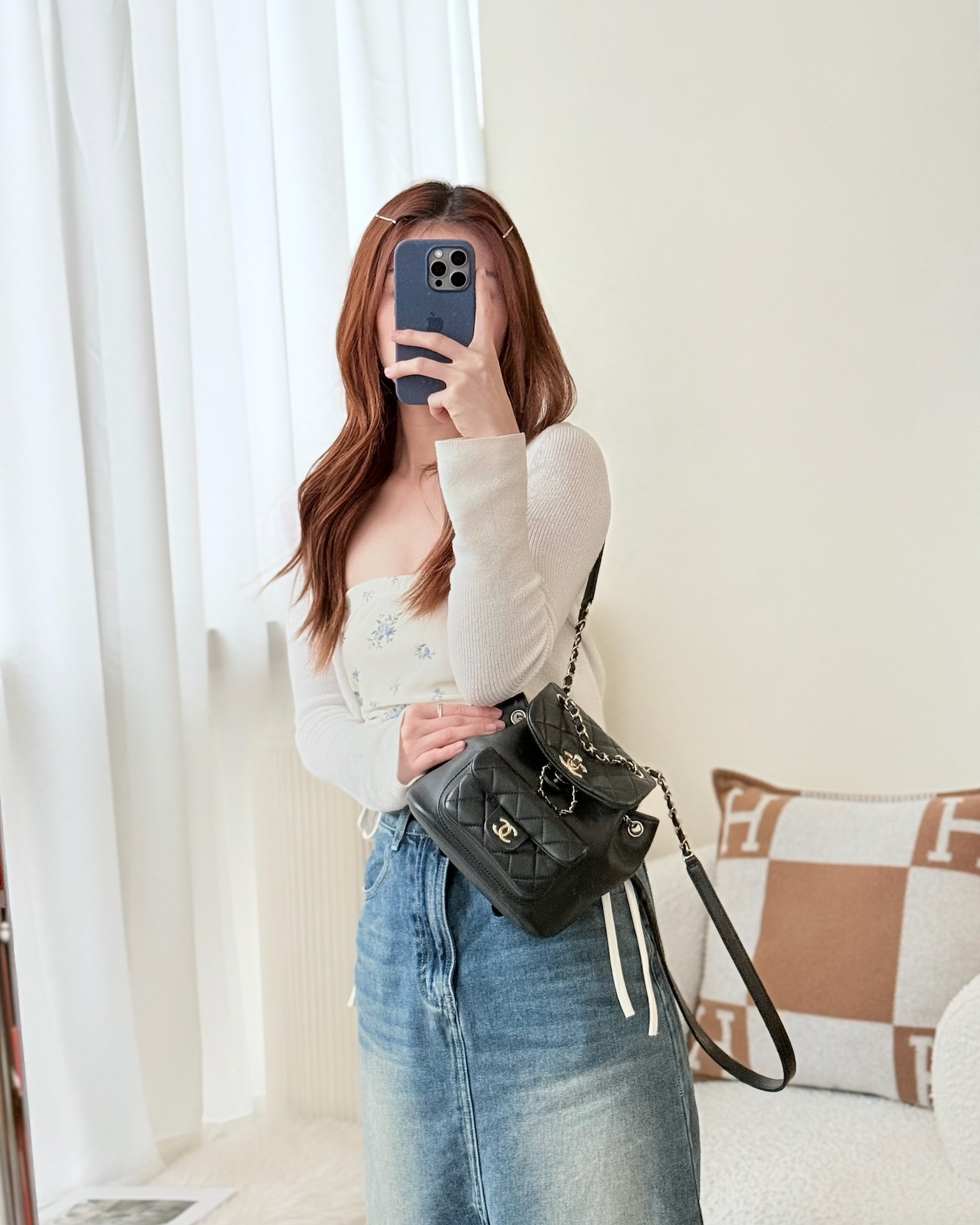 Chanel Quilted Small Duma Drawstring Backpack Lambskin Black