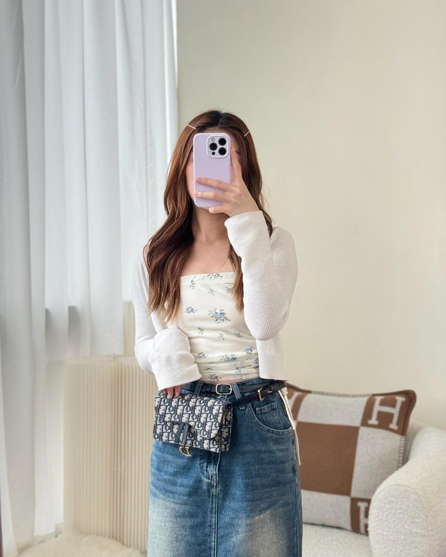 Dior Blue Oblique Jacquard Saddle Belt Pouch