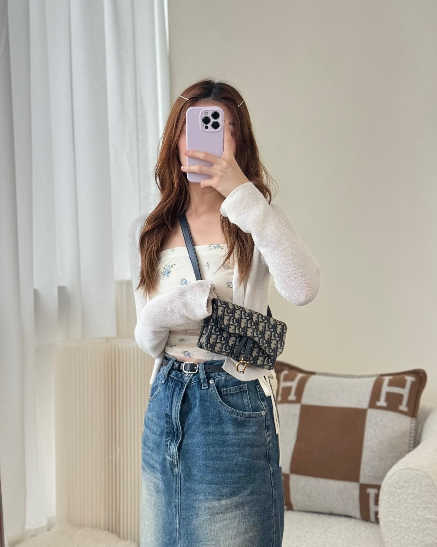 Dior Blue Oblique Jacquard Saddle Belt Pouch