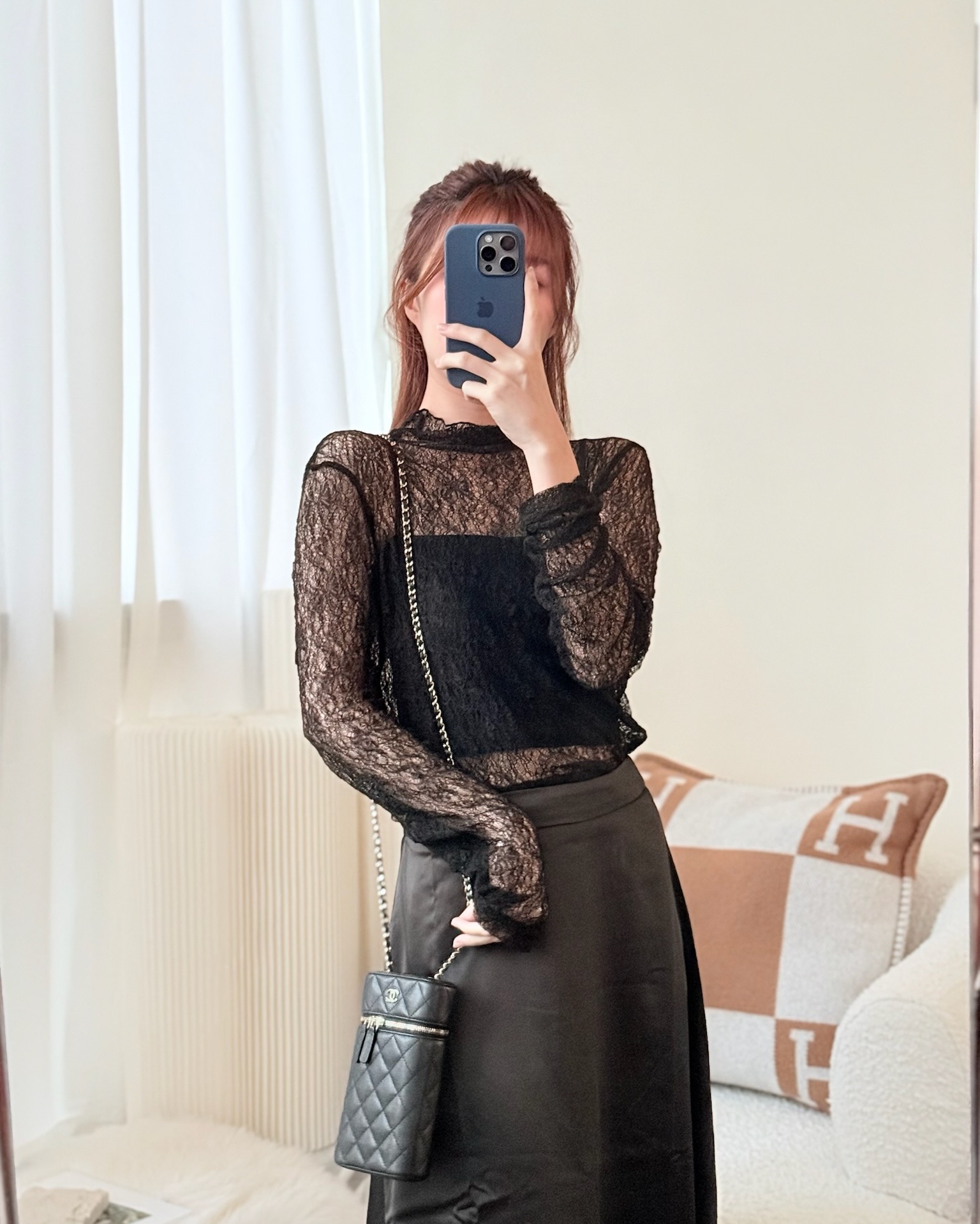 Chanel Vanity Phone Holder With Chain Black Caviar