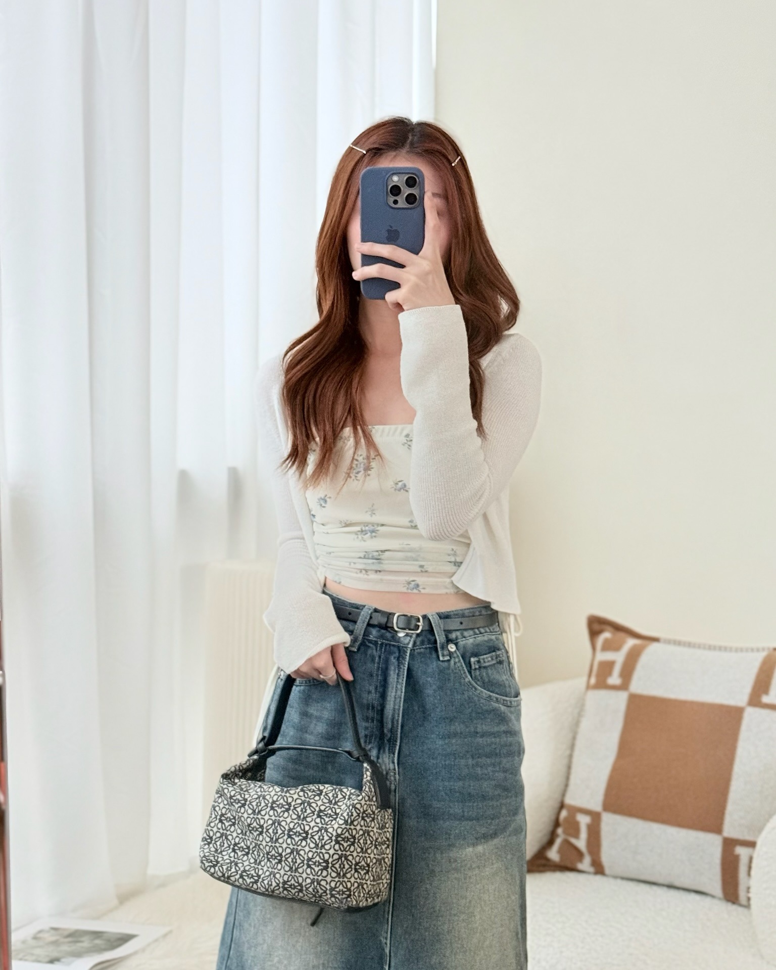 Loewe Small Cubi bag in Anagram Jacquard & Calfskin Navy/ Black