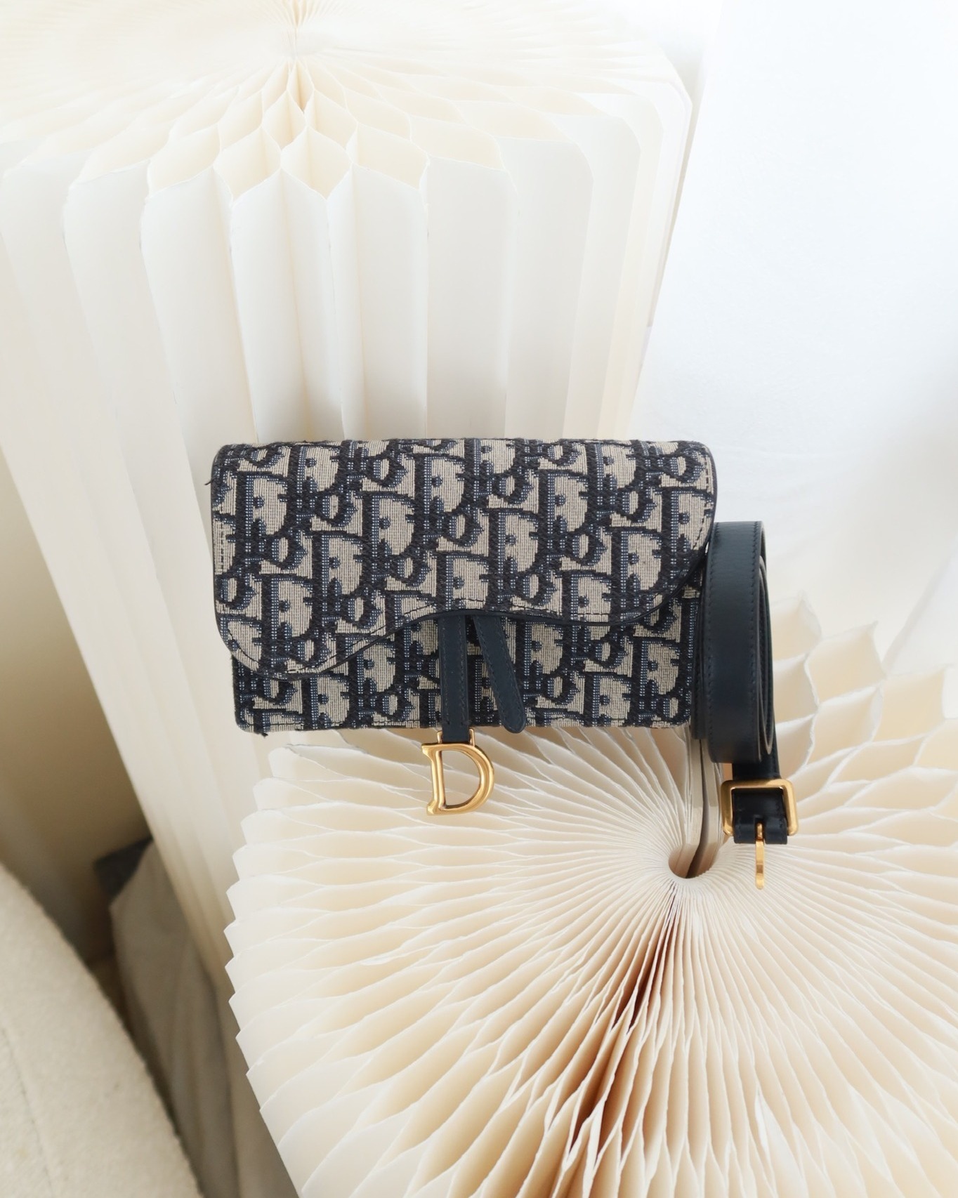 Dior Blue Oblique Jacquard Saddle Belt Pouch