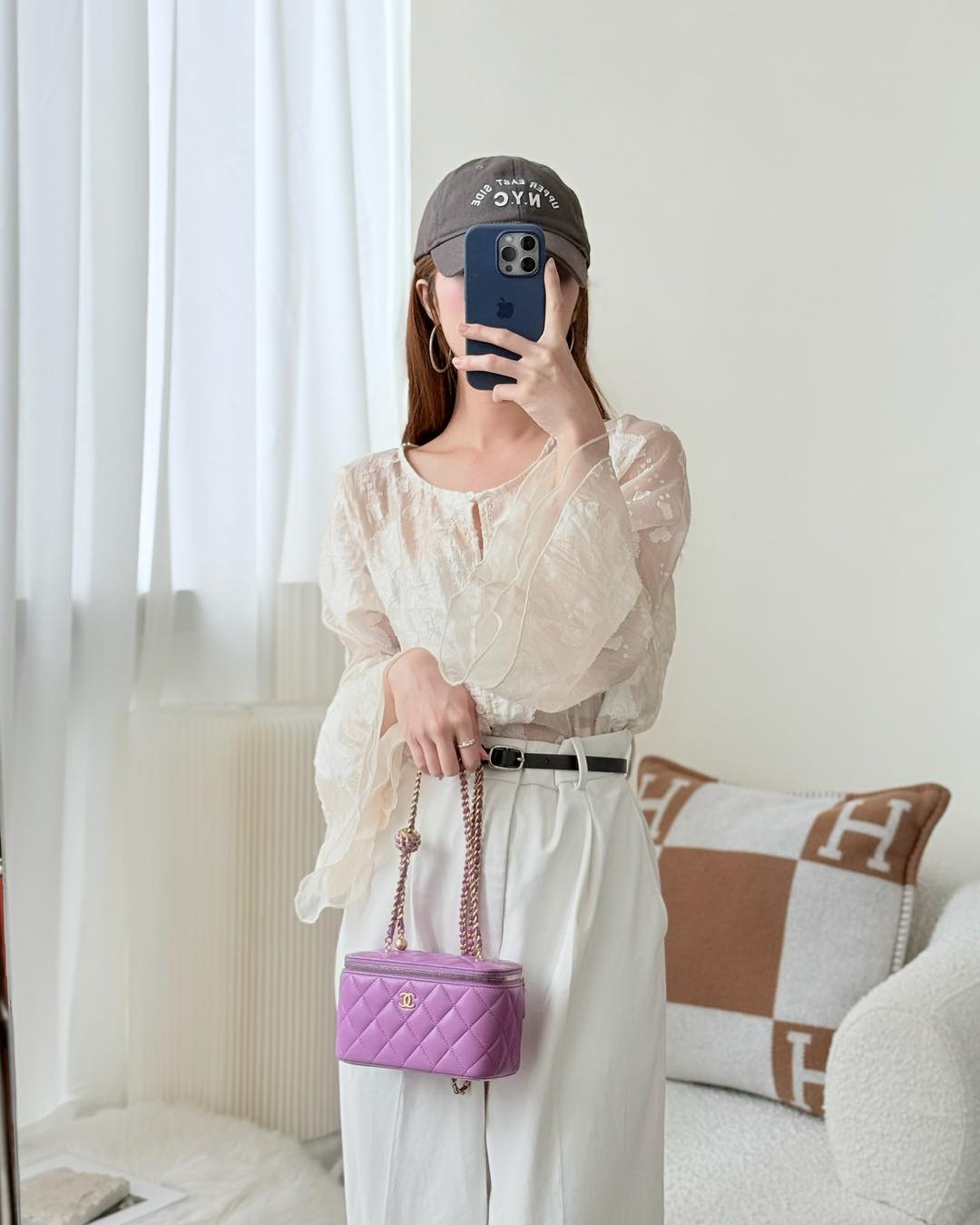 Chanel Pearl Crush Vanity With Chain Purple Lambskin Aged