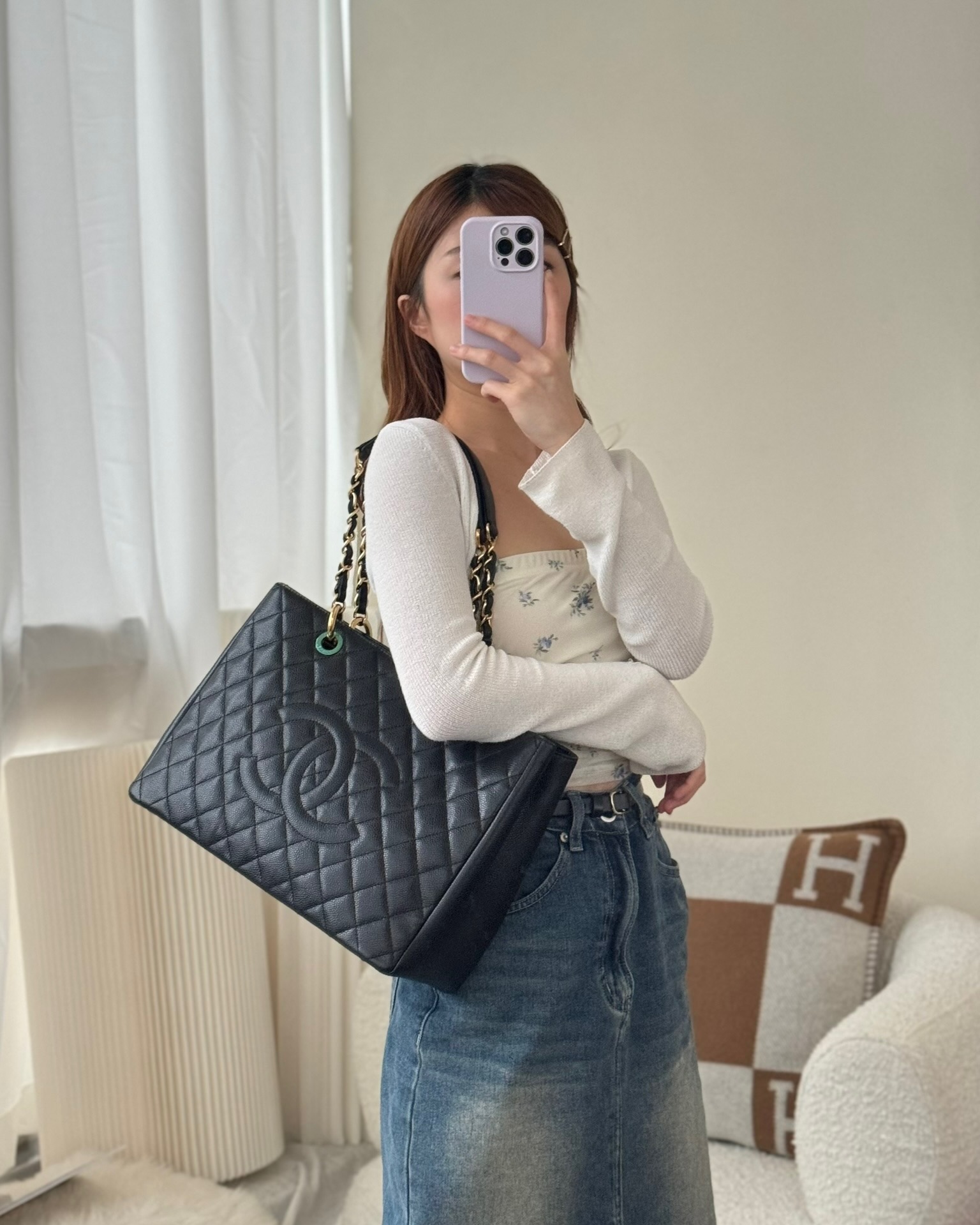 Chanel GST Gold Hardware Black Caviar