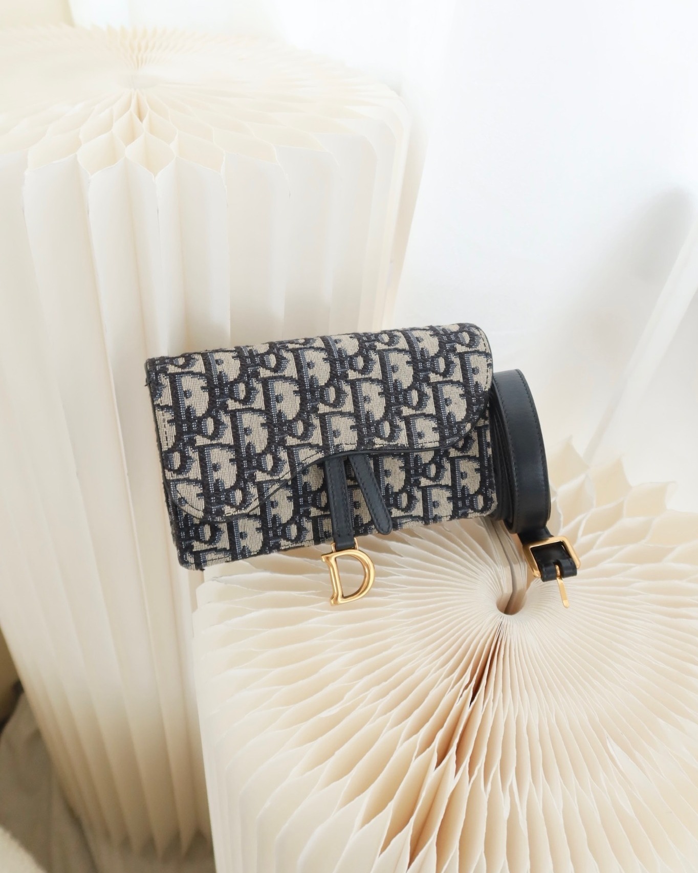 Dior Blue Oblique Jacquard Saddle Belt Pouch