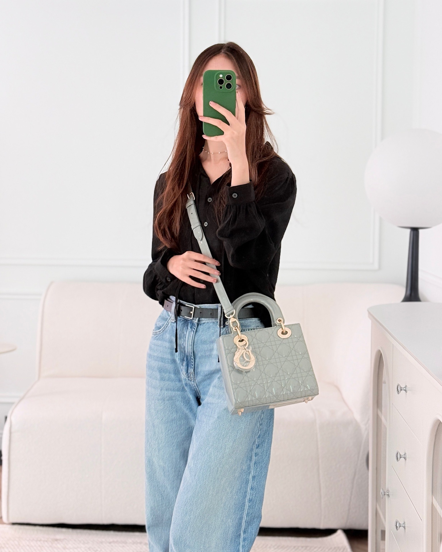 Dior Lady Grey Patent Gold Hardware