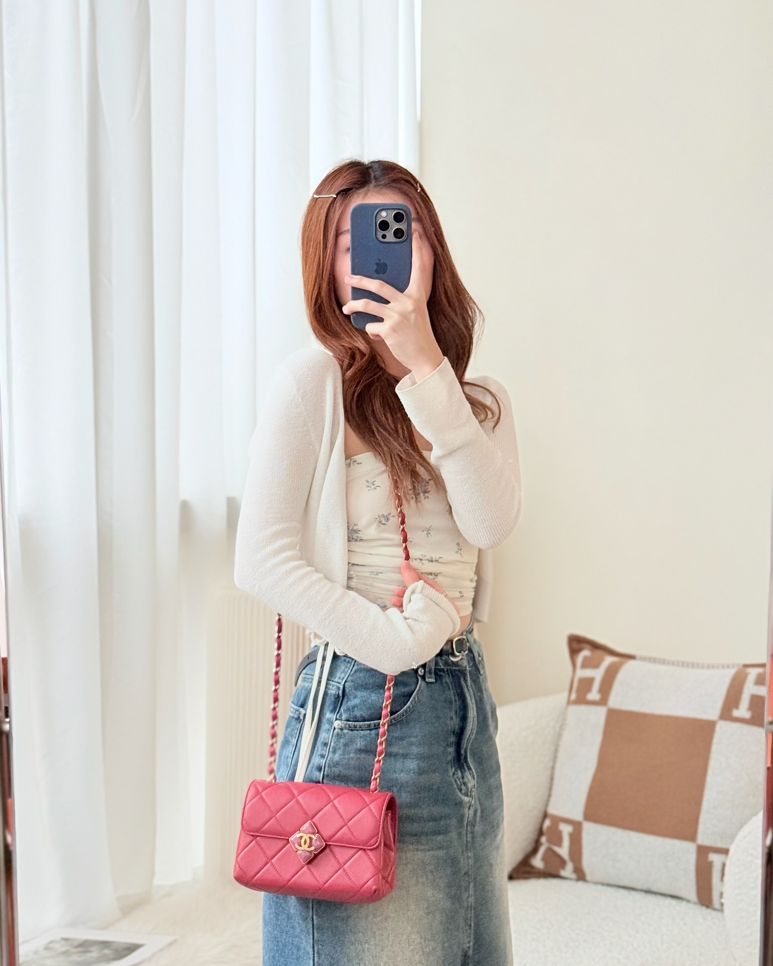 Chanel Diamond Lock CC Flap Bag Pink Lambskin Gold Hardware