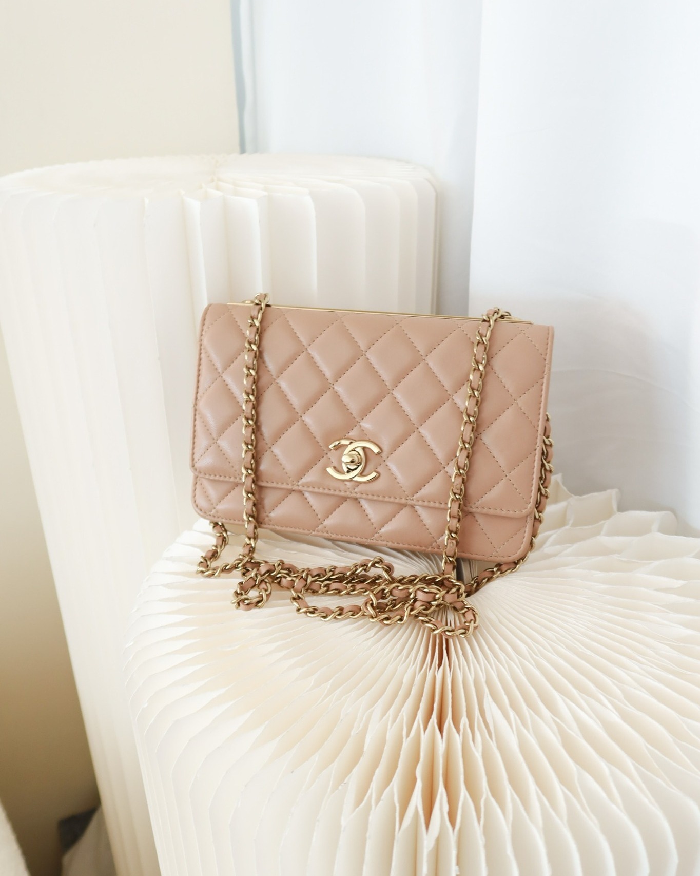 Chanel Trendy CC WOC Quilted Beige Lambskin