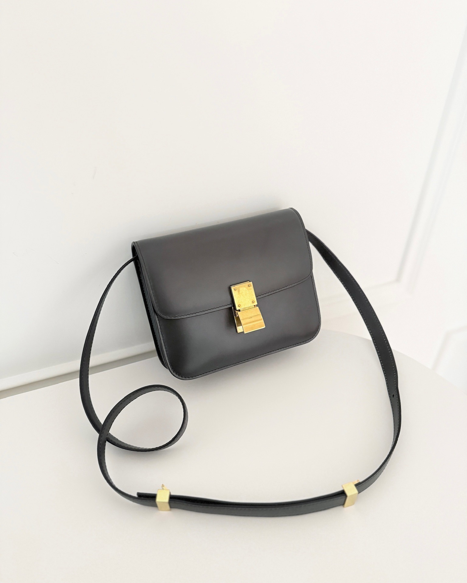 Celine Classic Box Flap Dark Grey Box Calfskin