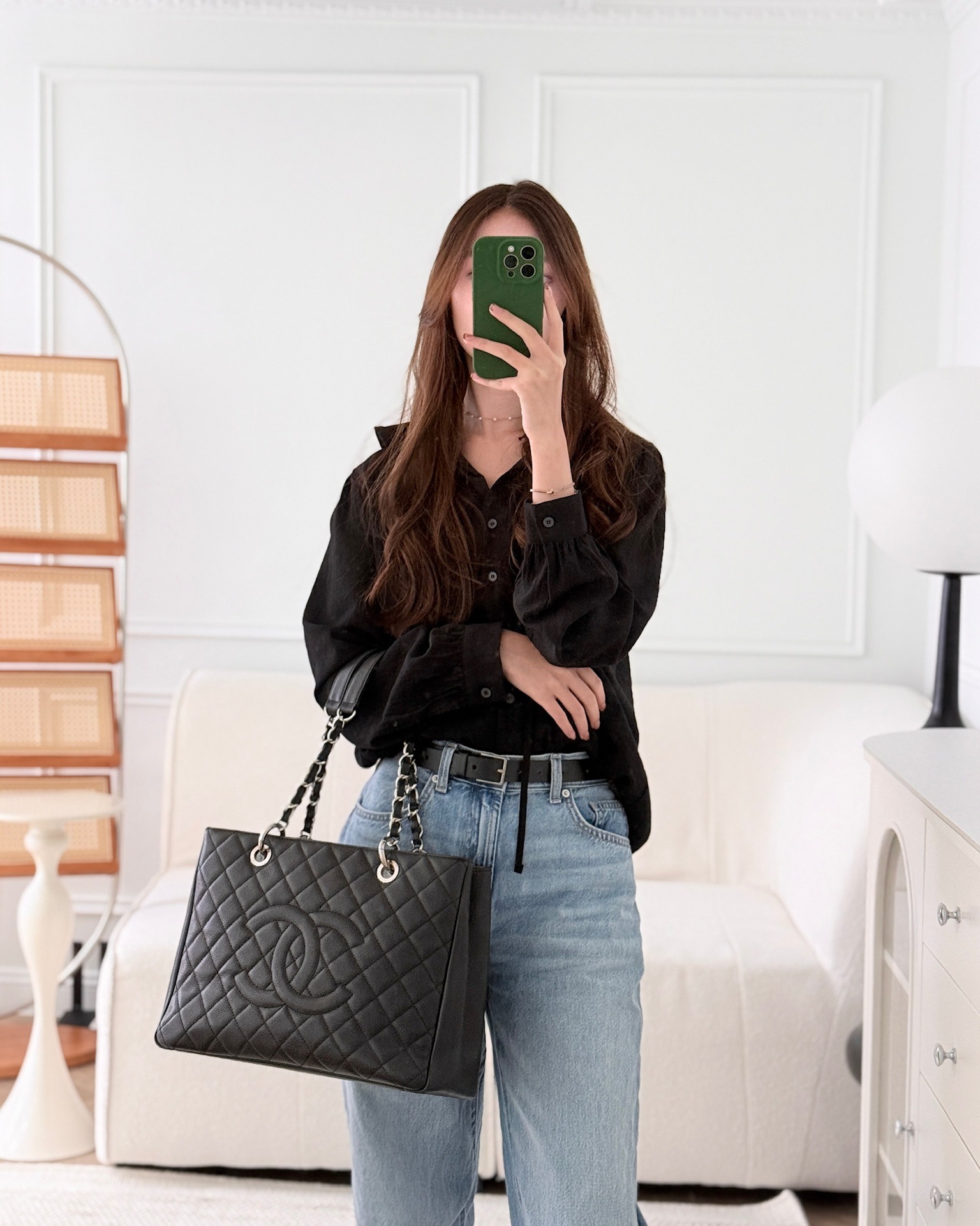 Chanel GST Silver Hardware Black Caviar