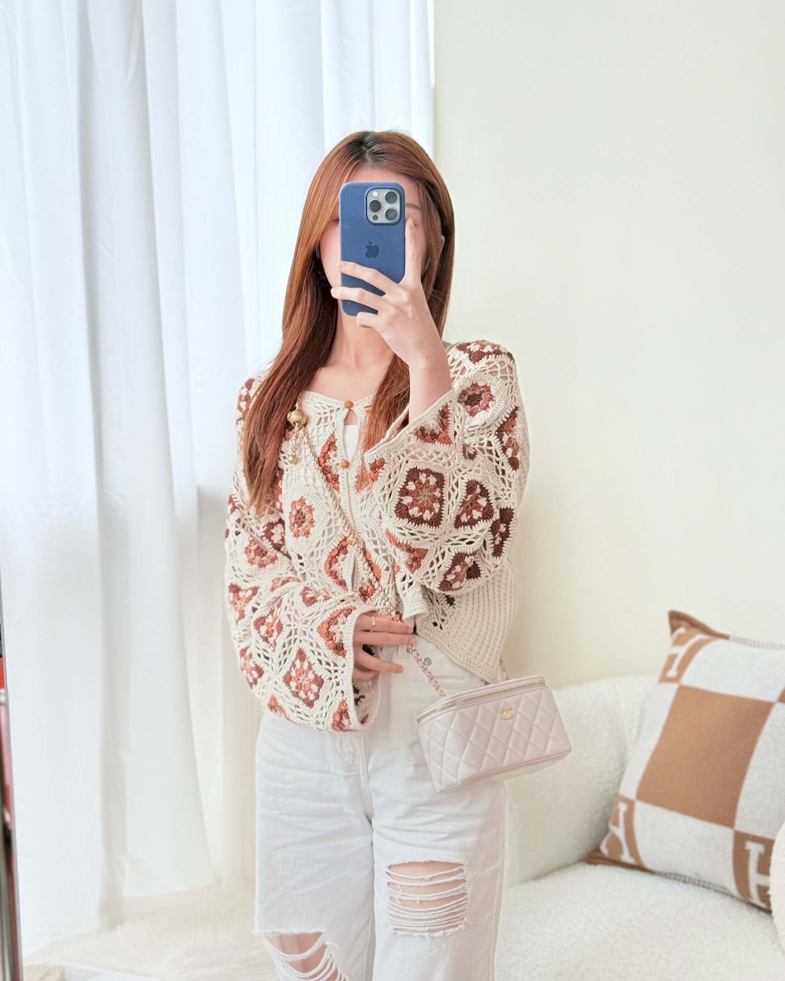 Chanel Pearl Crush Vanity With Chain Lilac Lambskin Aged