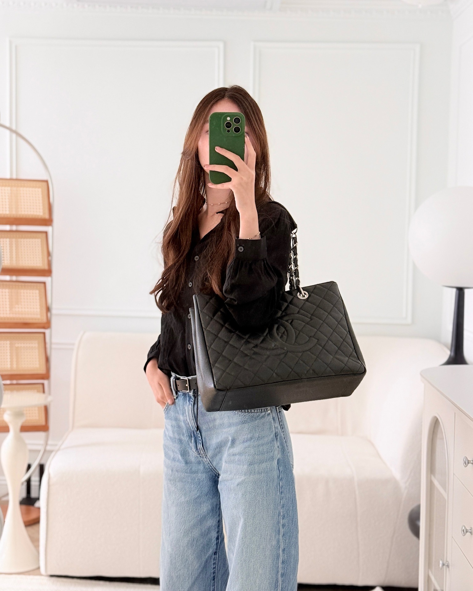 Chanel GST Silver Hardware Black Caviar