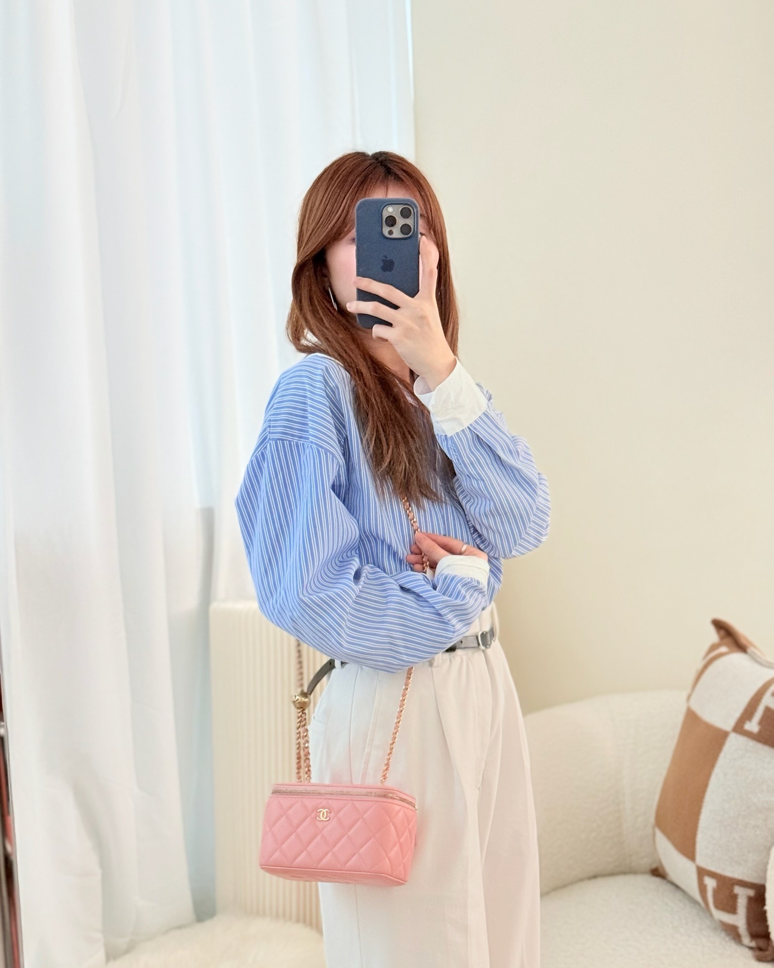 Chanel Pearl Crush Vanity With Chain Pink Lambskin Aged