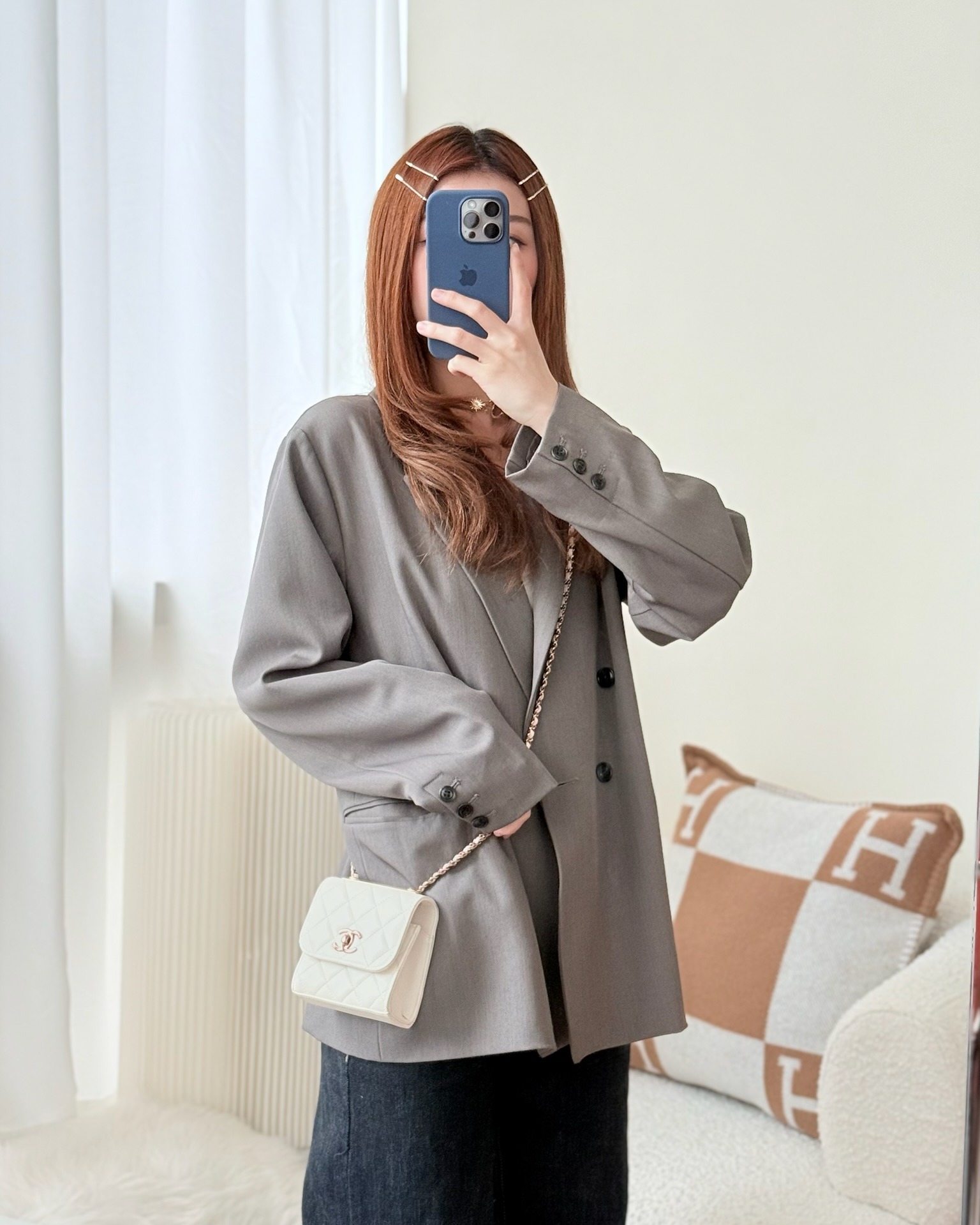 Chanel Mini Quilted Trendy CC Clutch With Chain White Lambskin Rose