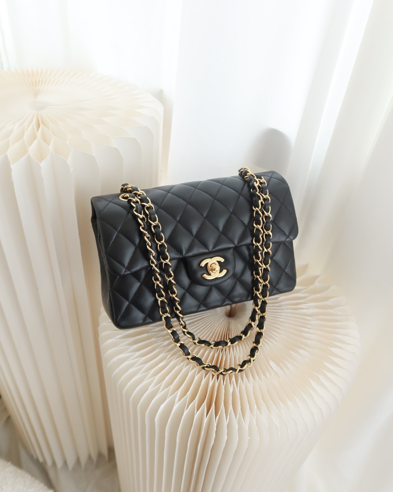 Chanel Small Classic Flap Quilted Black Lambskin