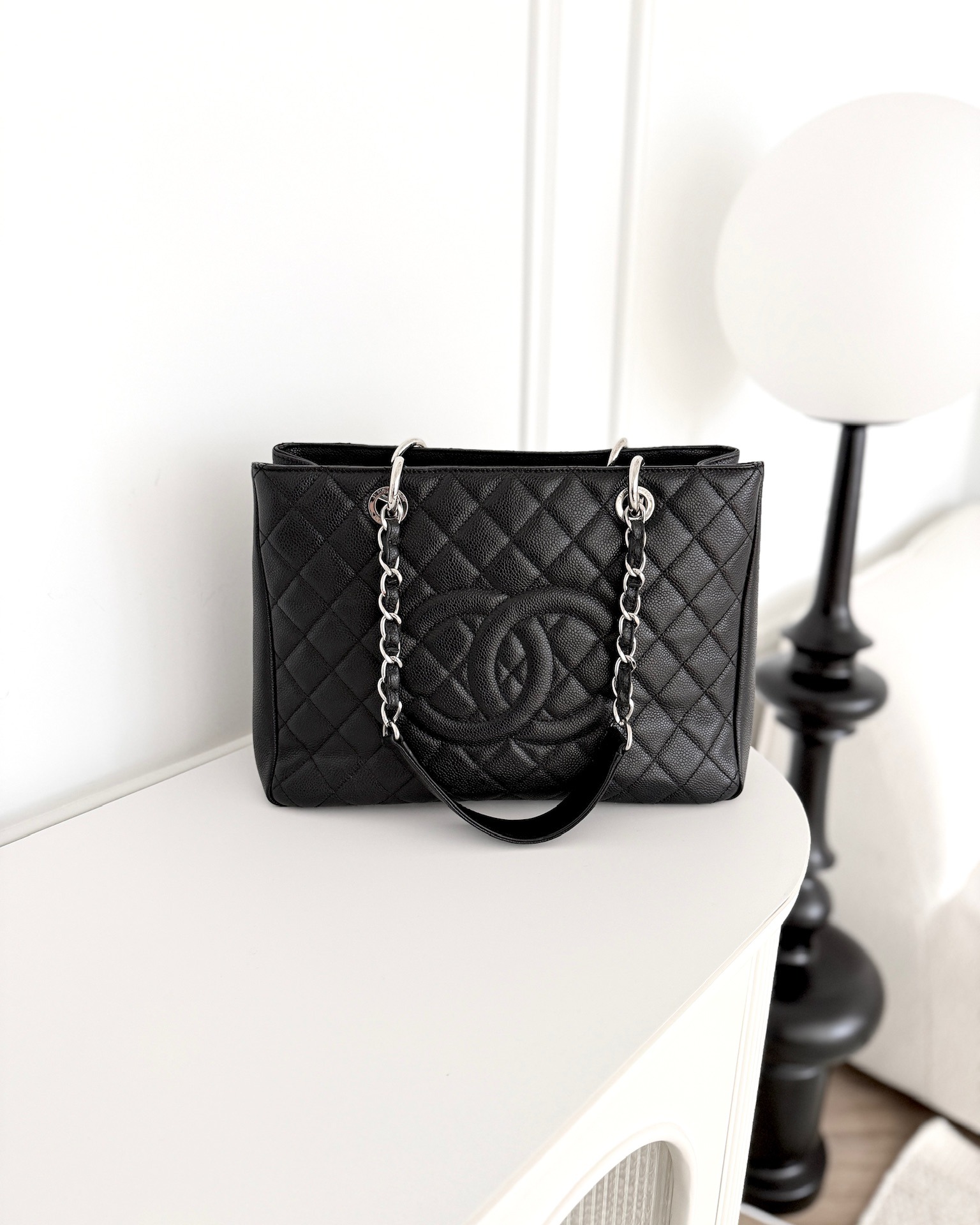 Chanel GST Silver Hardware Black Caviar