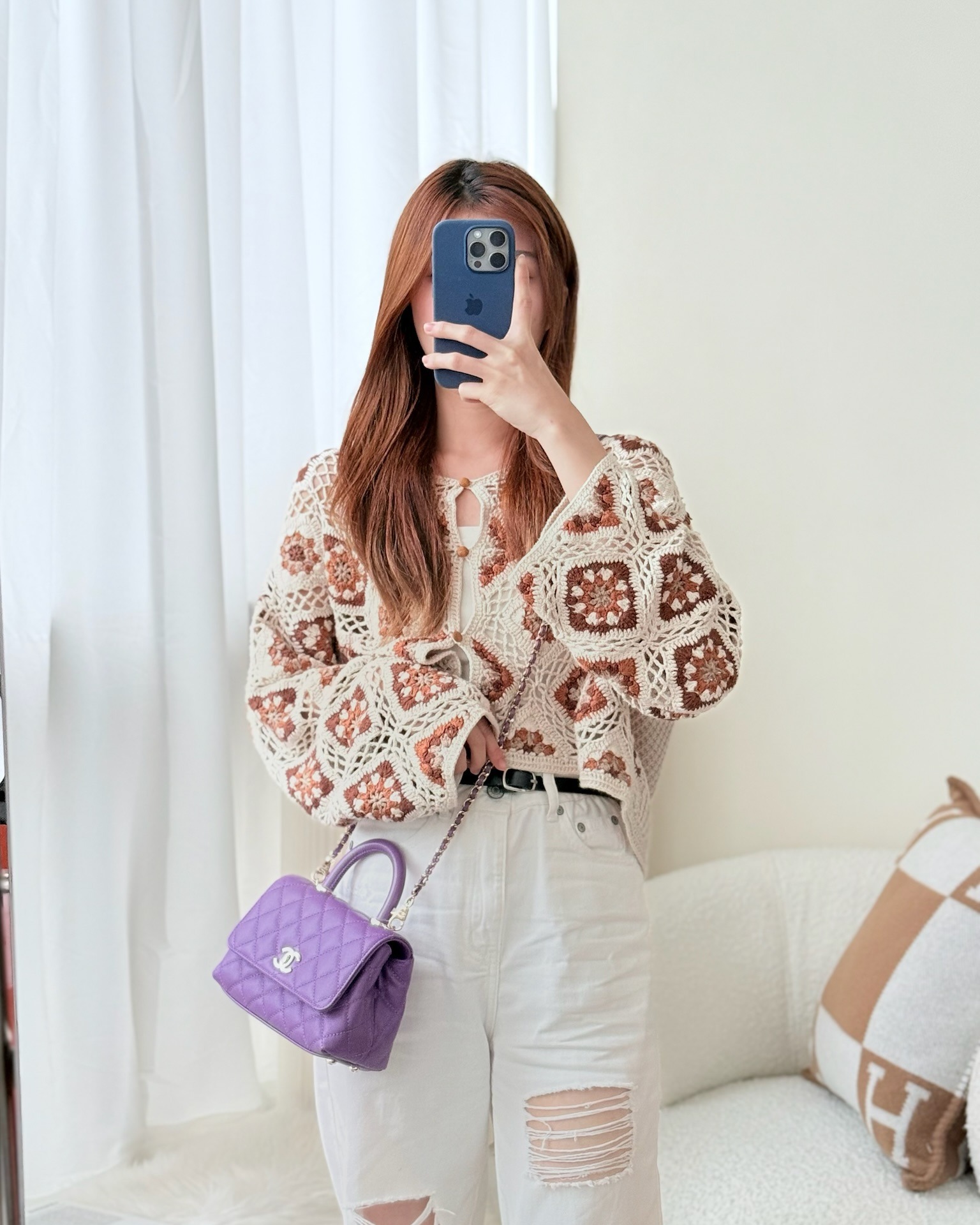 Chanel Quilted Mini Coco Handle Caviar Purple