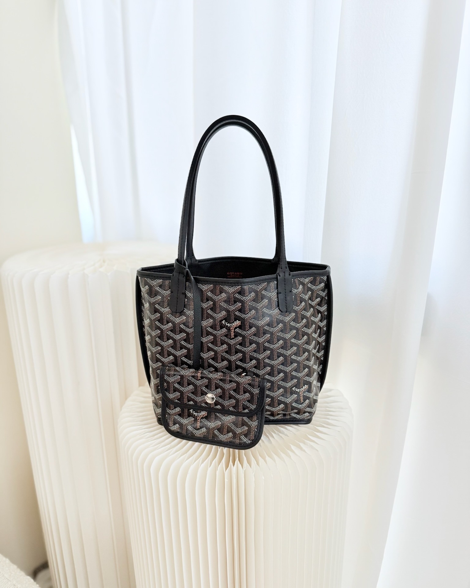 Goyard Anjou Mini Bag Goyardine Black Canvas