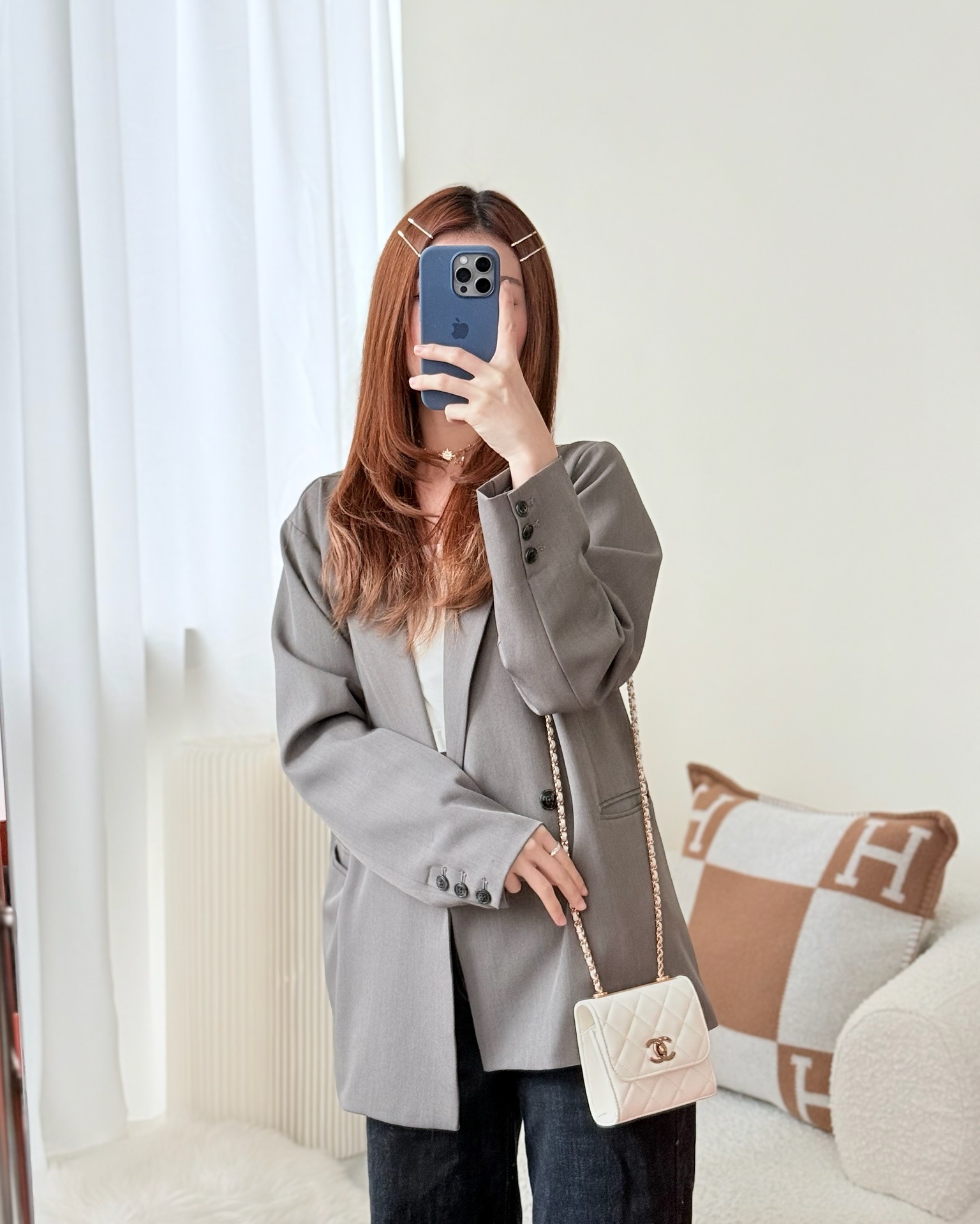 Chanel Mini Quilted Trendy CC Clutch With Chain White Lambskin Rose